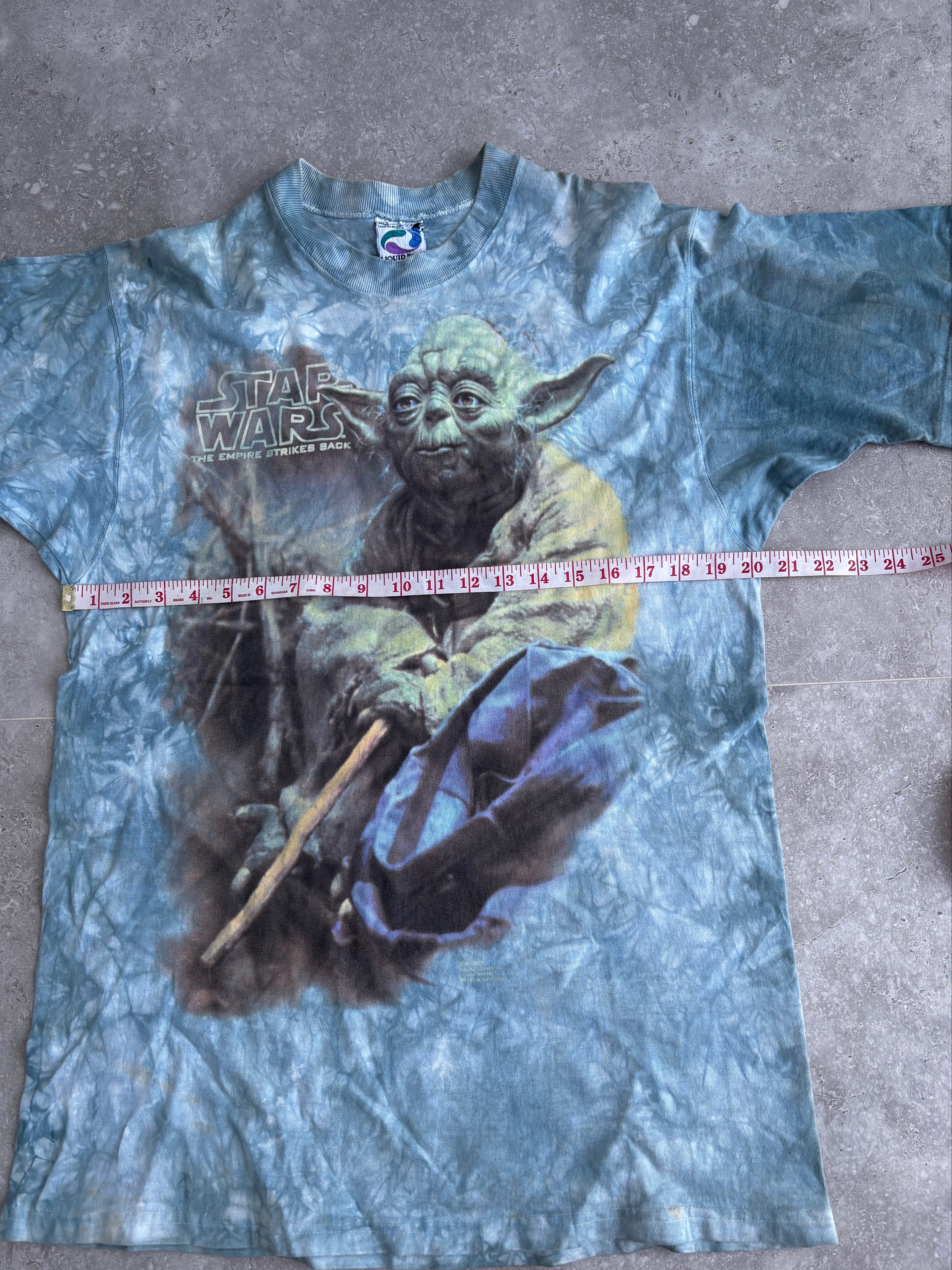 Vintage Star Wars Yoda Liquid Blue Teeshirt Size L