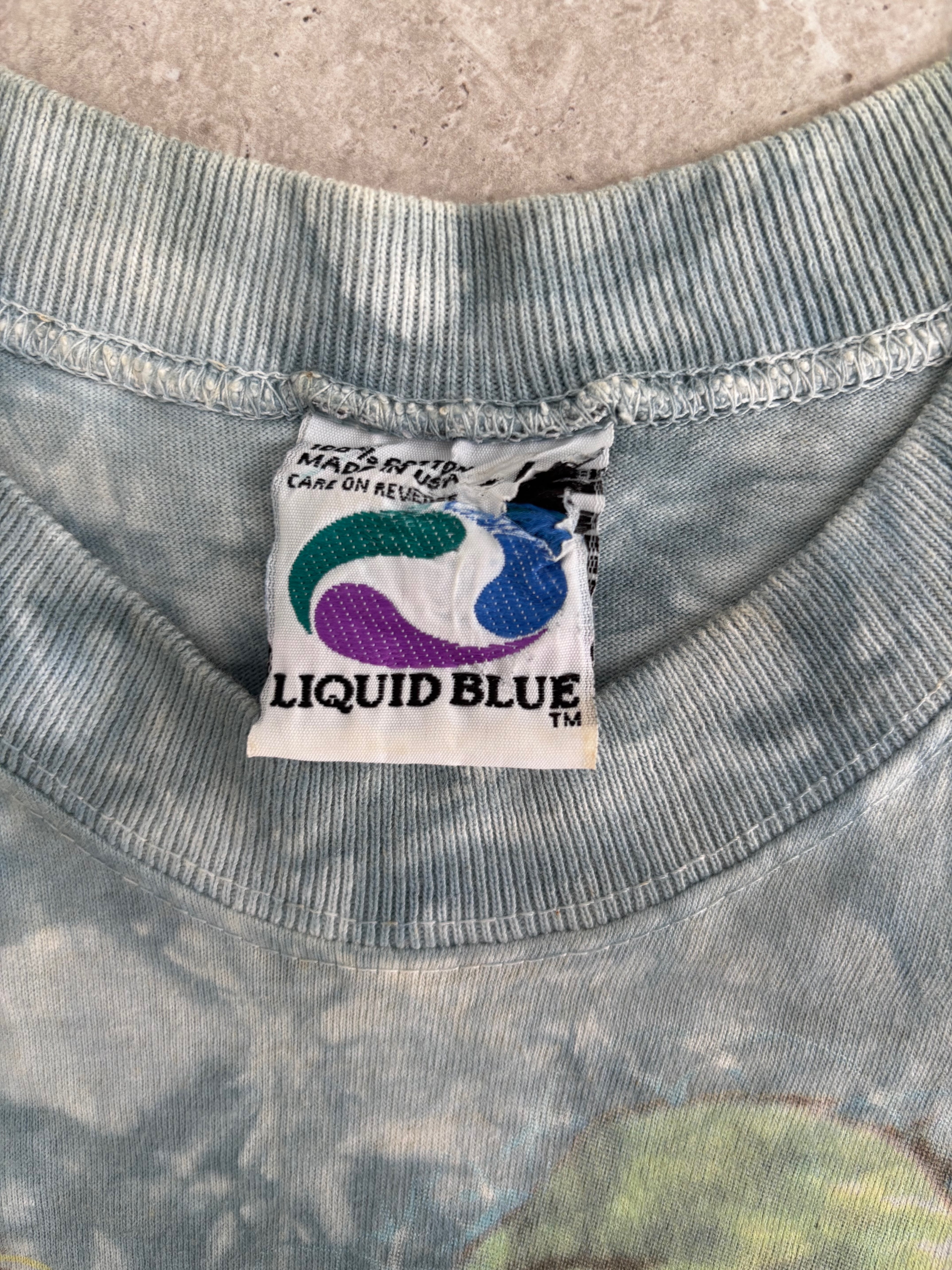 Vintage Star Wars Yoda Liquid Blue Teeshirt Size L