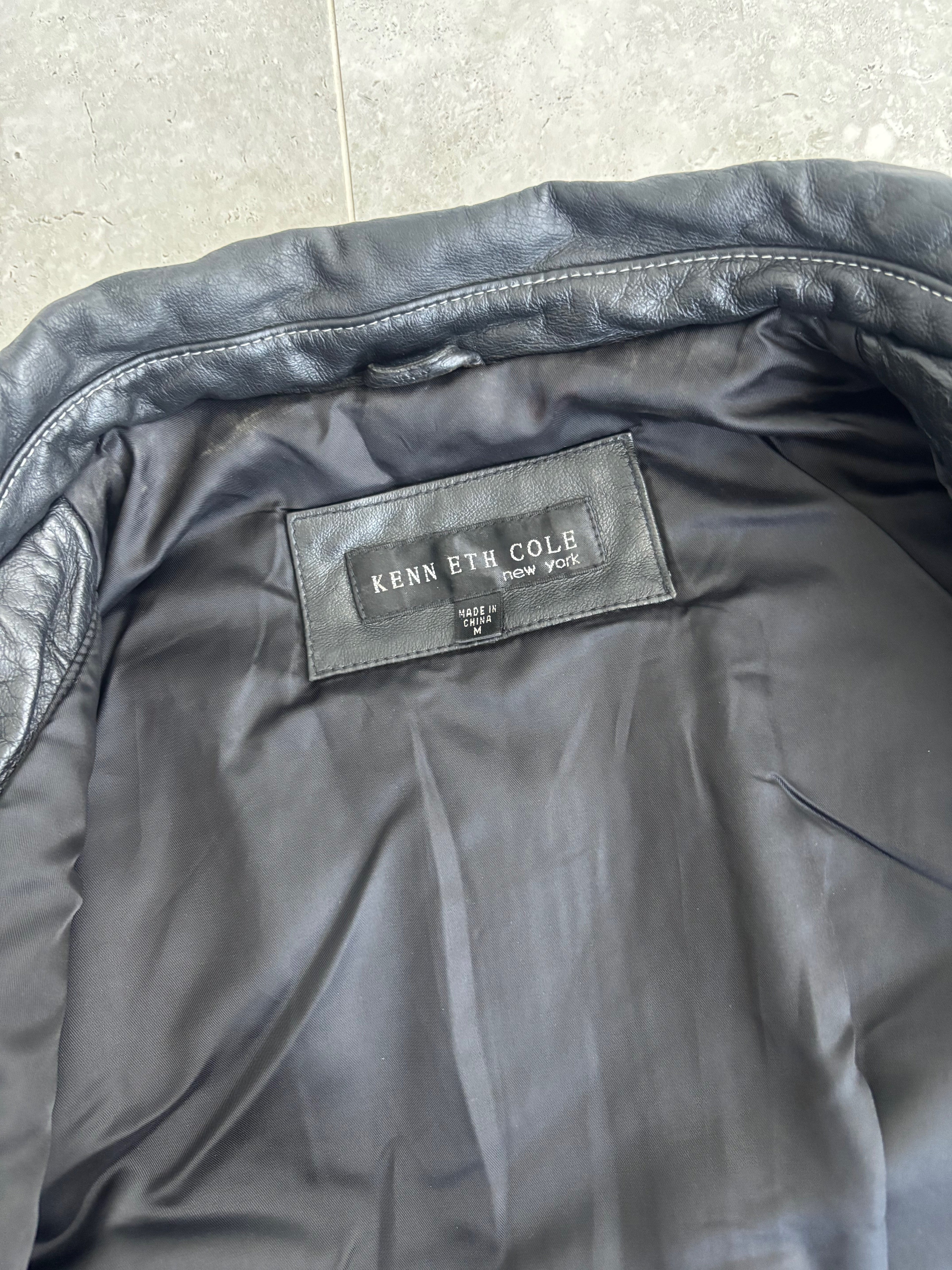 Vintage Kenneth Cole NewYork Embroidered Leather Jacket Size-M