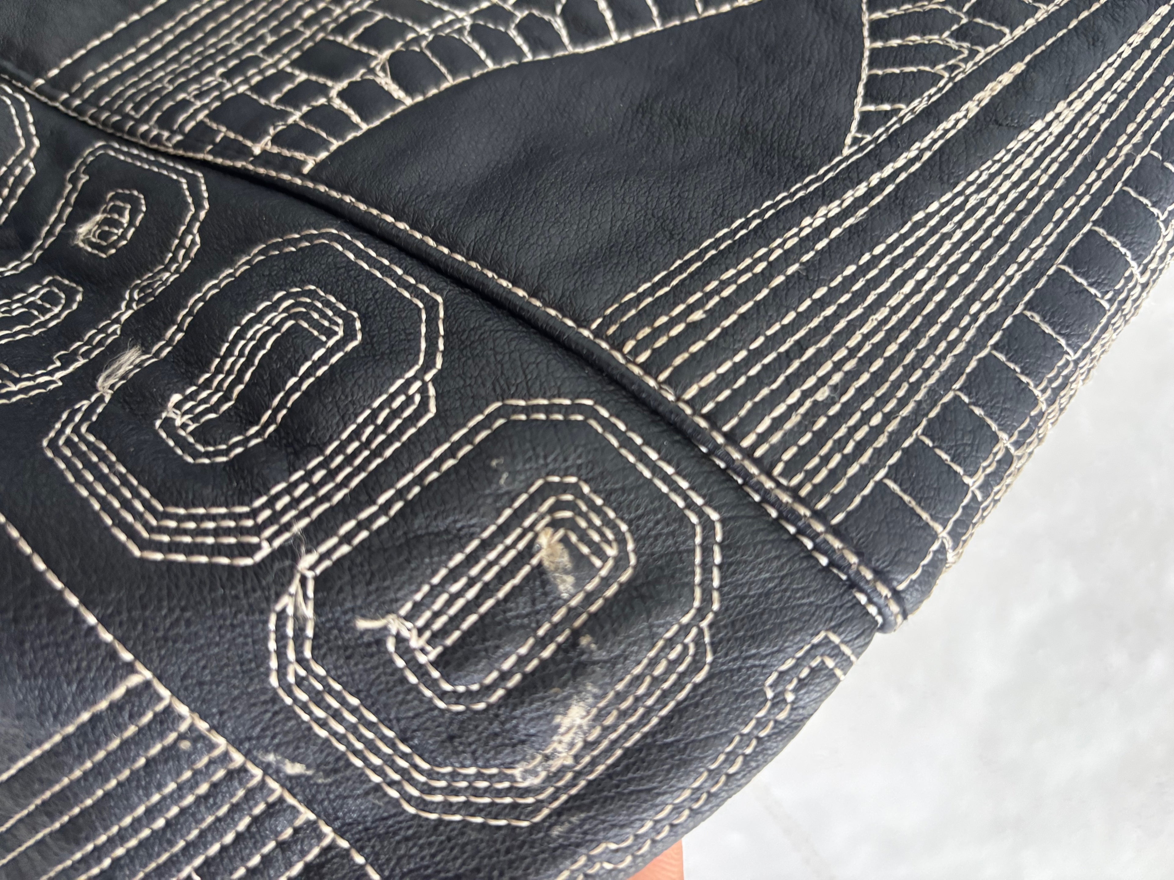 Vintage Kenneth Cole NewYork Embroidered Leather Jacket Size-M
