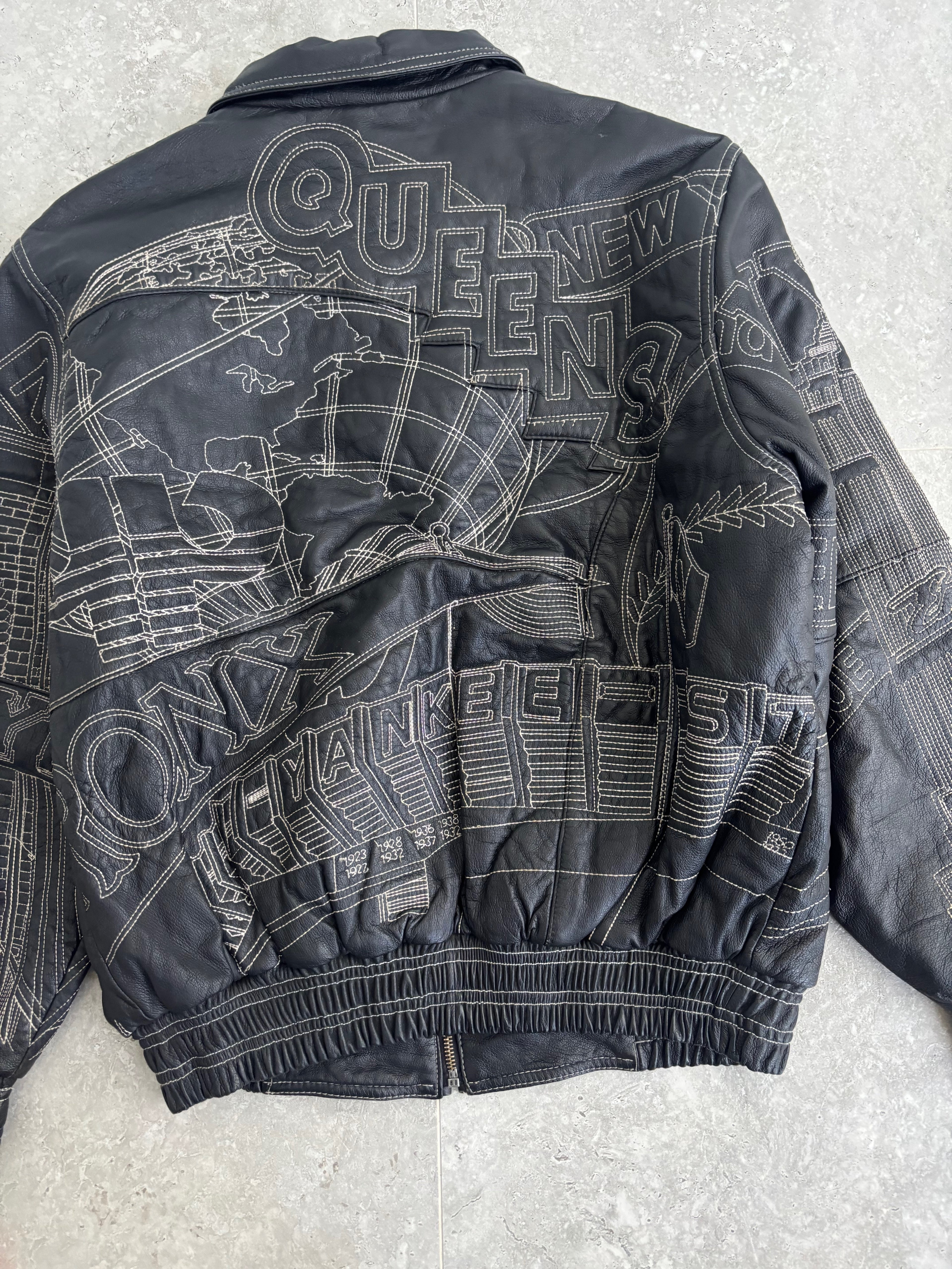 Vintage Kenneth Cole NewYork Embroidered Leather Jacket Size-M