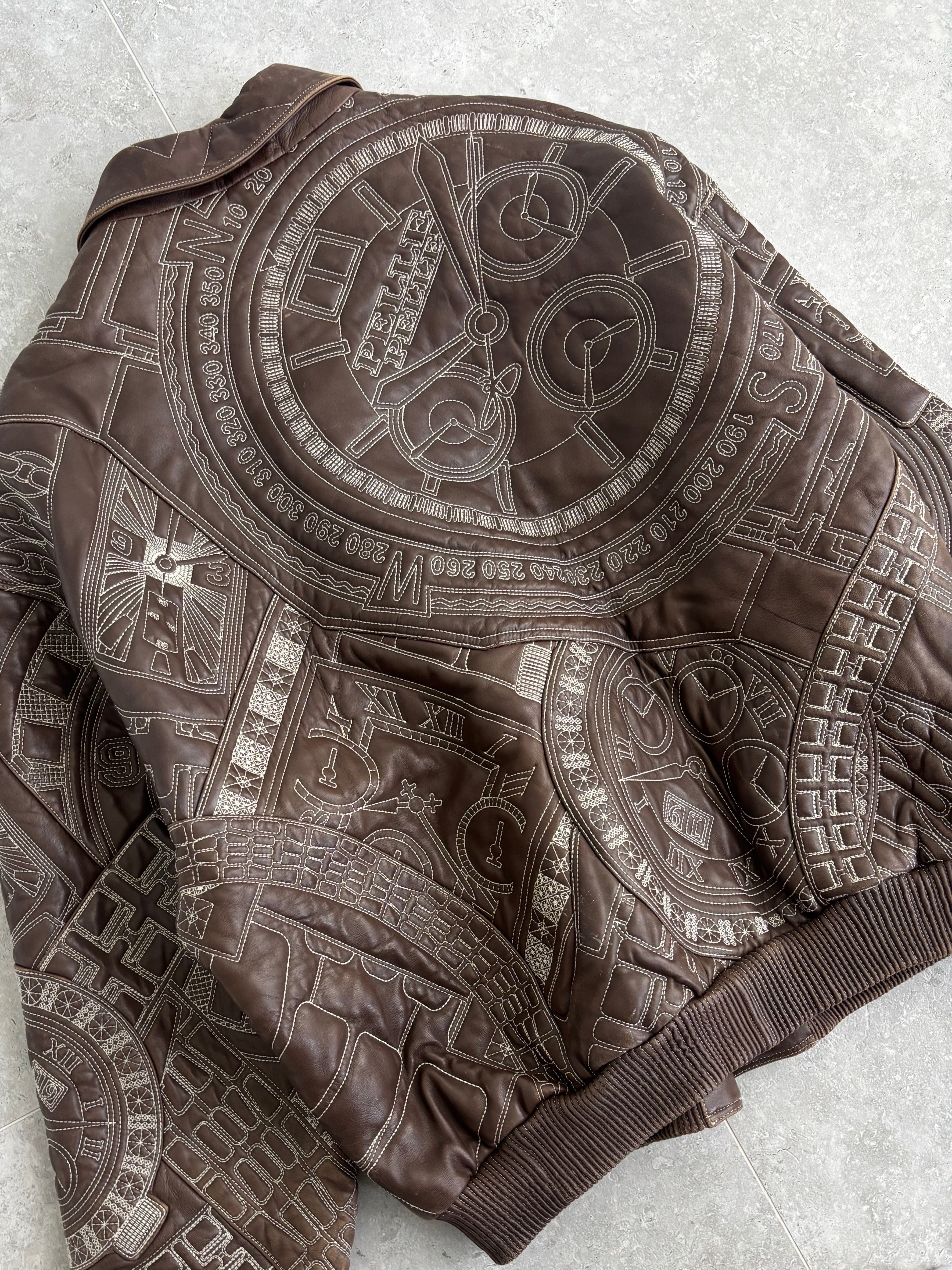 Vintage Marc Buchanan Watches Embroidered Pelle Pelle Leather Jacket Size XL