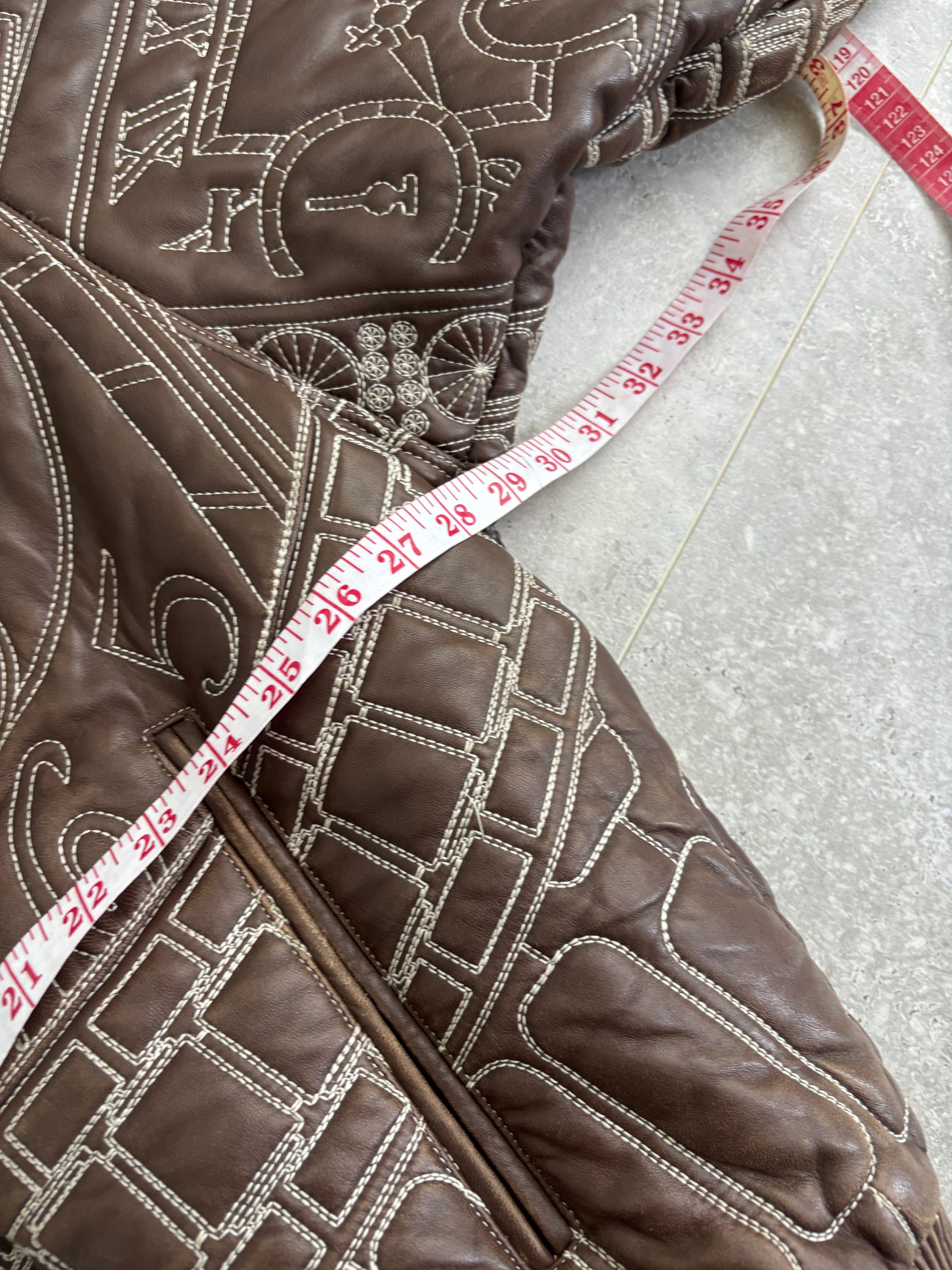 Vintage Marc Buchanan Watches Embroidered Pelle Pelle Leather Jacket Size XL