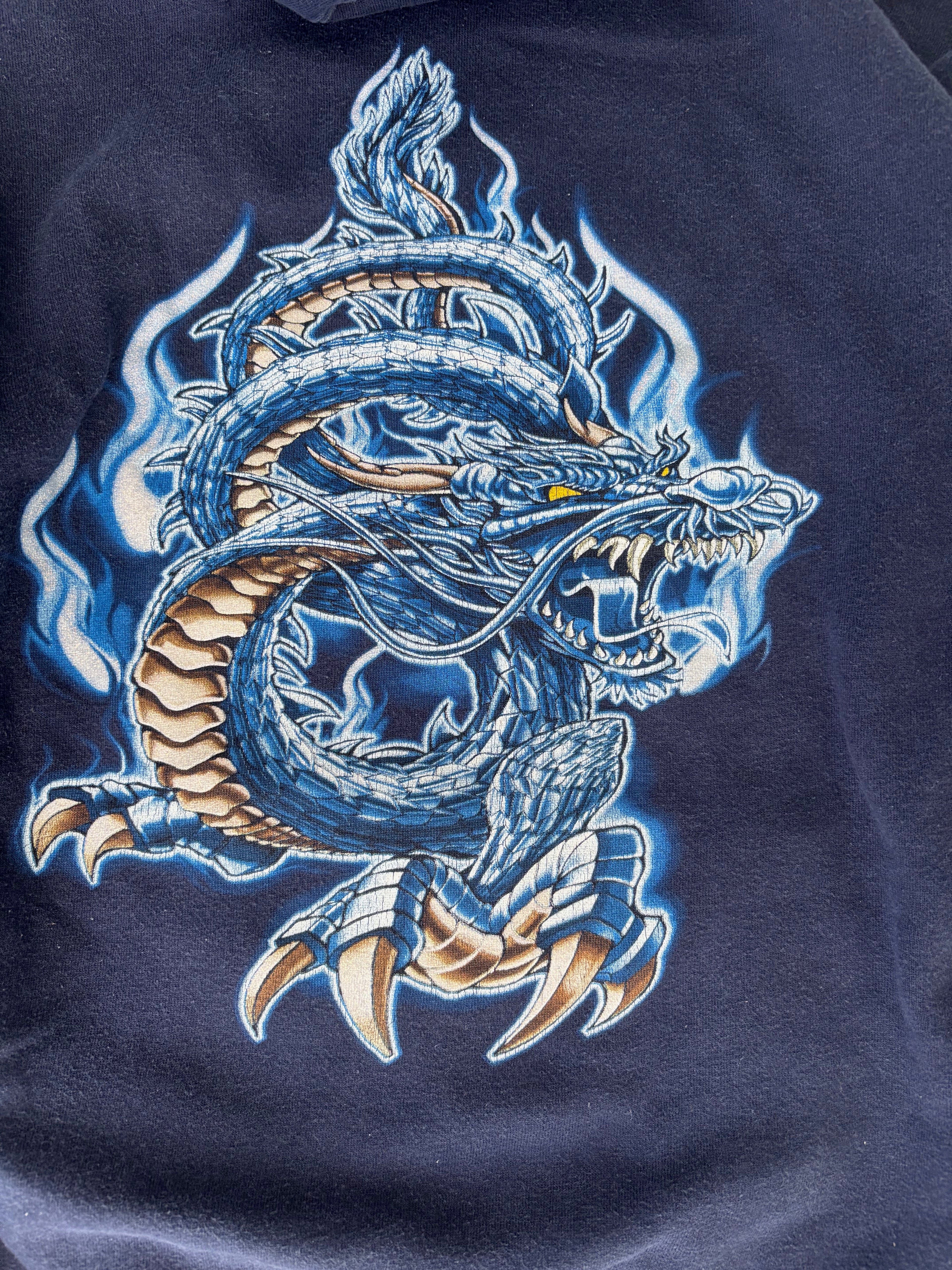 Vintage Top Heavy Dragon Flame Hoodie Size XS-S