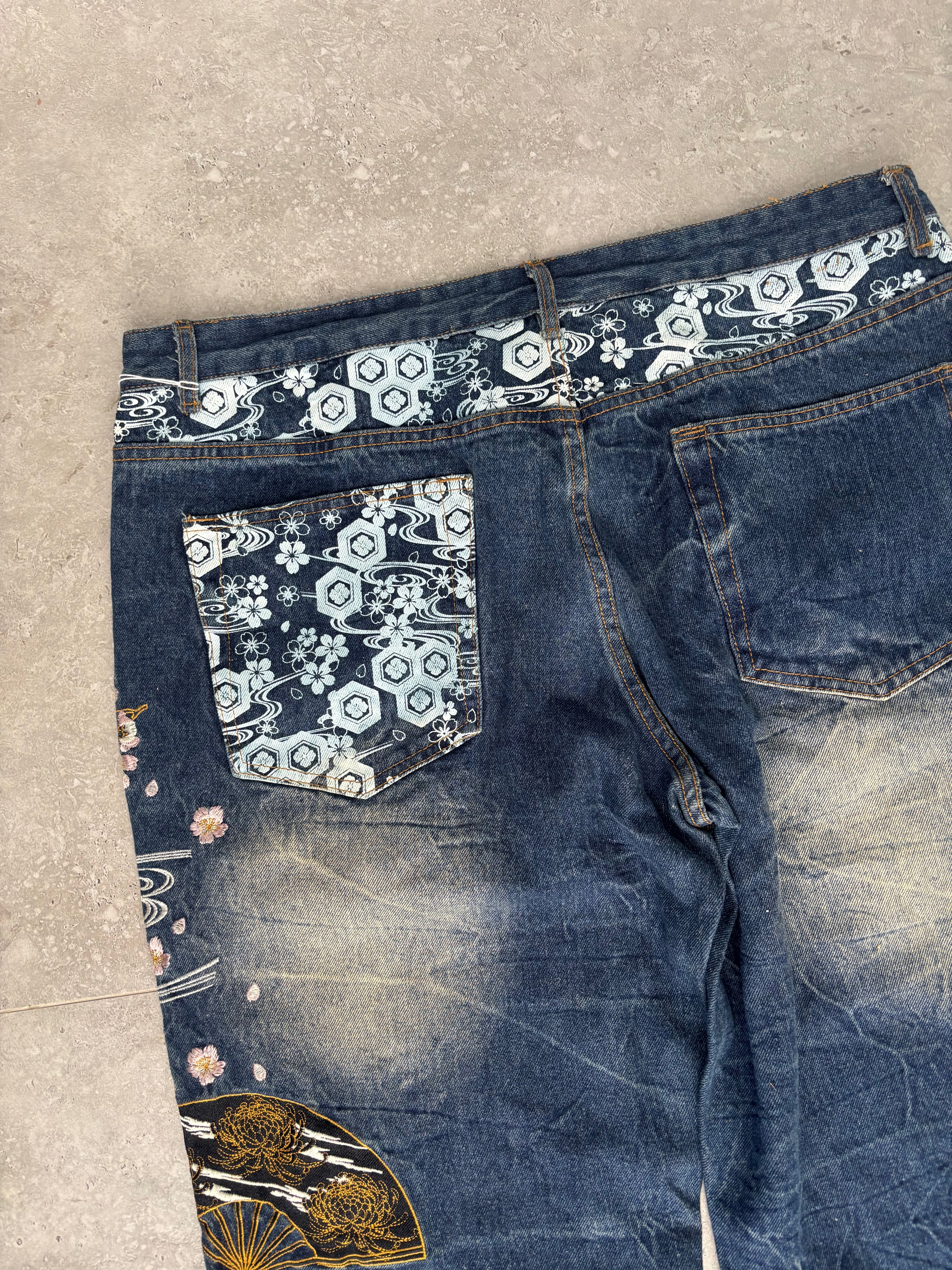 Japanese Cherry Blossom embroidered Jeans 38-40