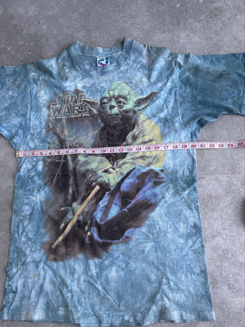 Vintage Star Wars Yoda Liquid Blue Teeshirt Size L