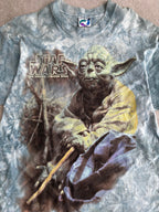 Vintage Star Wars Yoda Liquid Blue Teeshirt Size L