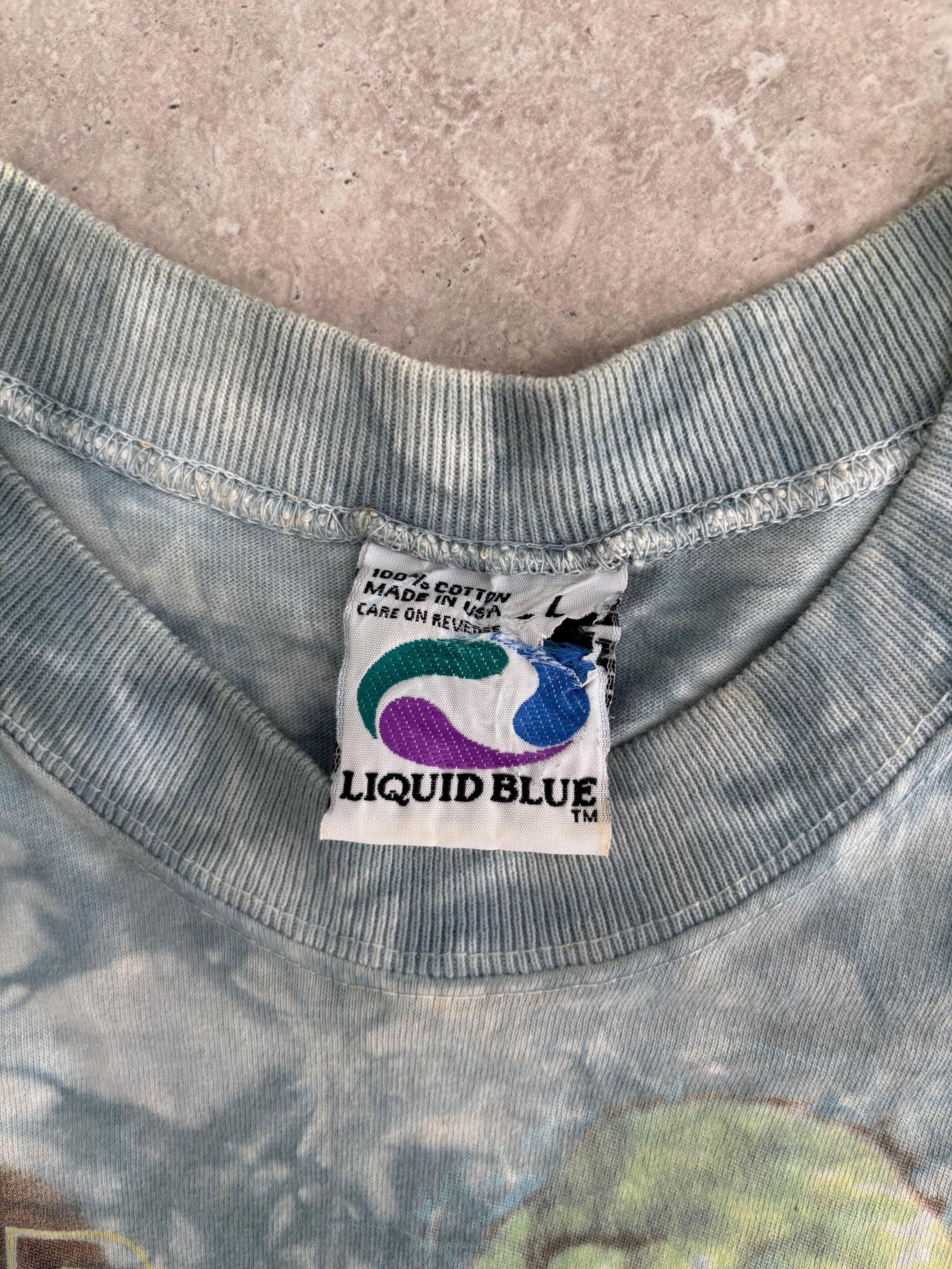 Vintage Star Wars Yoda Liquid Blue Teeshirt Size L