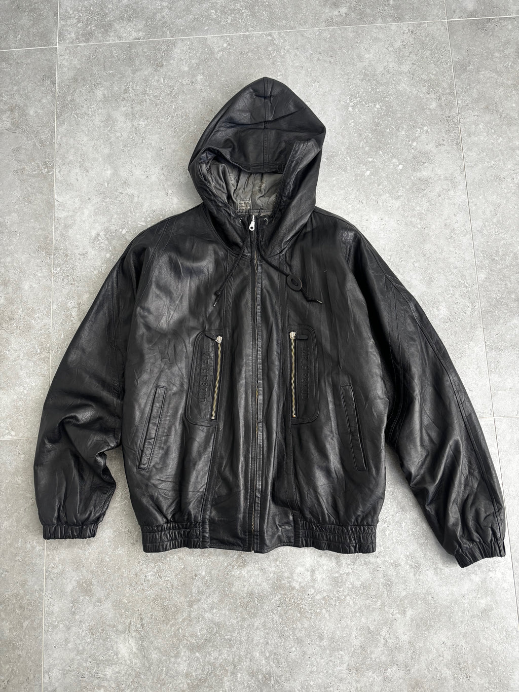 Vintage MF+G Leather Bomber Jacket Size L-XL