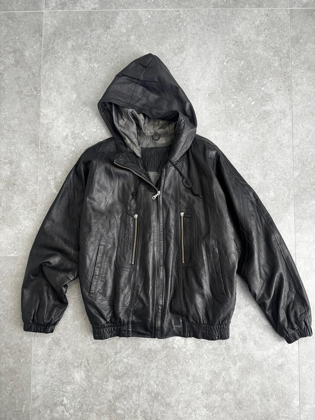 Vintage MF+G Leather Bomber Jacket Size L-XL