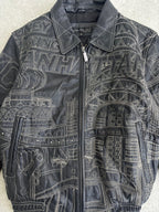 Vintage Kenneth Cole NewYork Embroidered Leather Jacket Size-M