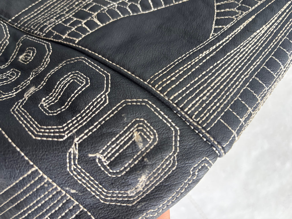 Vintage Kenneth Cole NewYork Embroidered Leather Jacket Size-M
