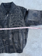 Vintage Kenneth Cole NewYork Embroidered Leather Jacket Size-M