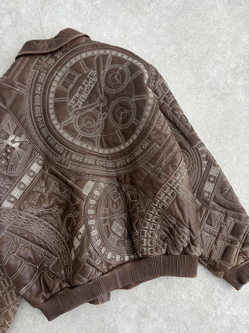 Vintage Marc Buchanan Watches Embroidered Pelle Pelle Leather Jacket Size XL