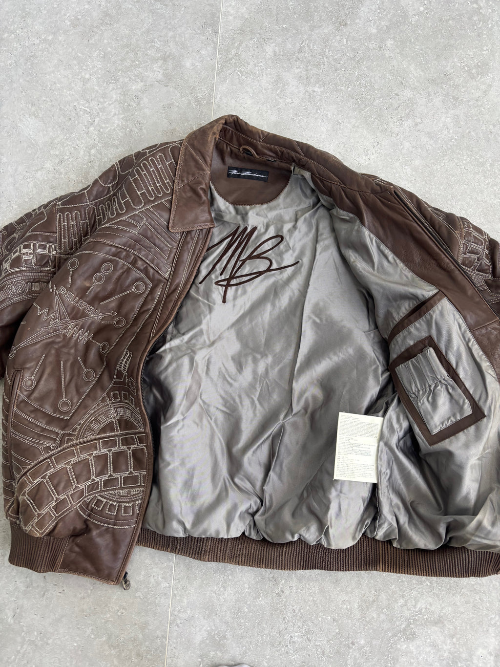 Vintage Marc Buchanan Watches Embroidered Pelle Pelle Leather Jacket Size XL