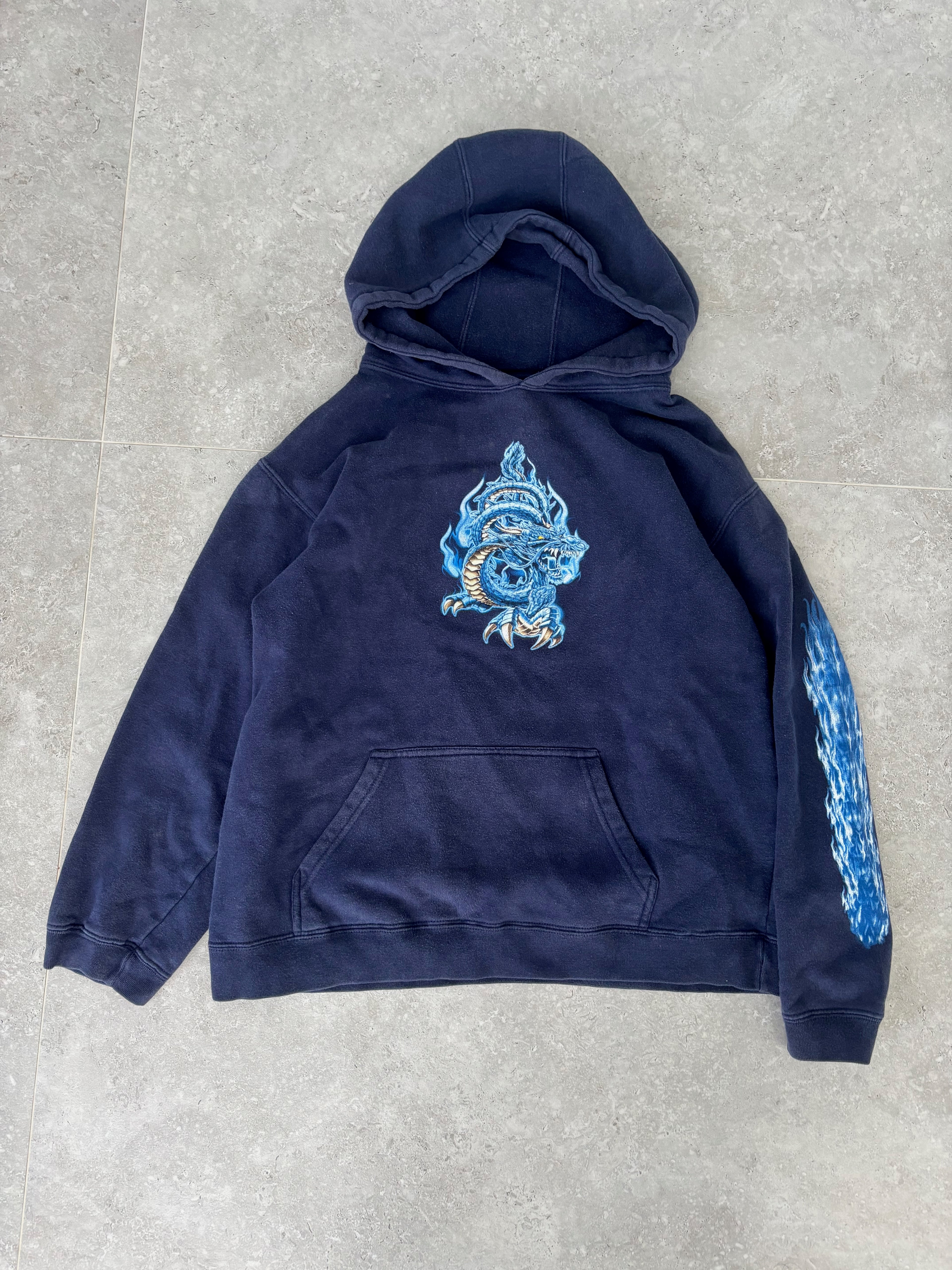 Vintage Top Heavy Dragon Flame Hoodie Size XS-S