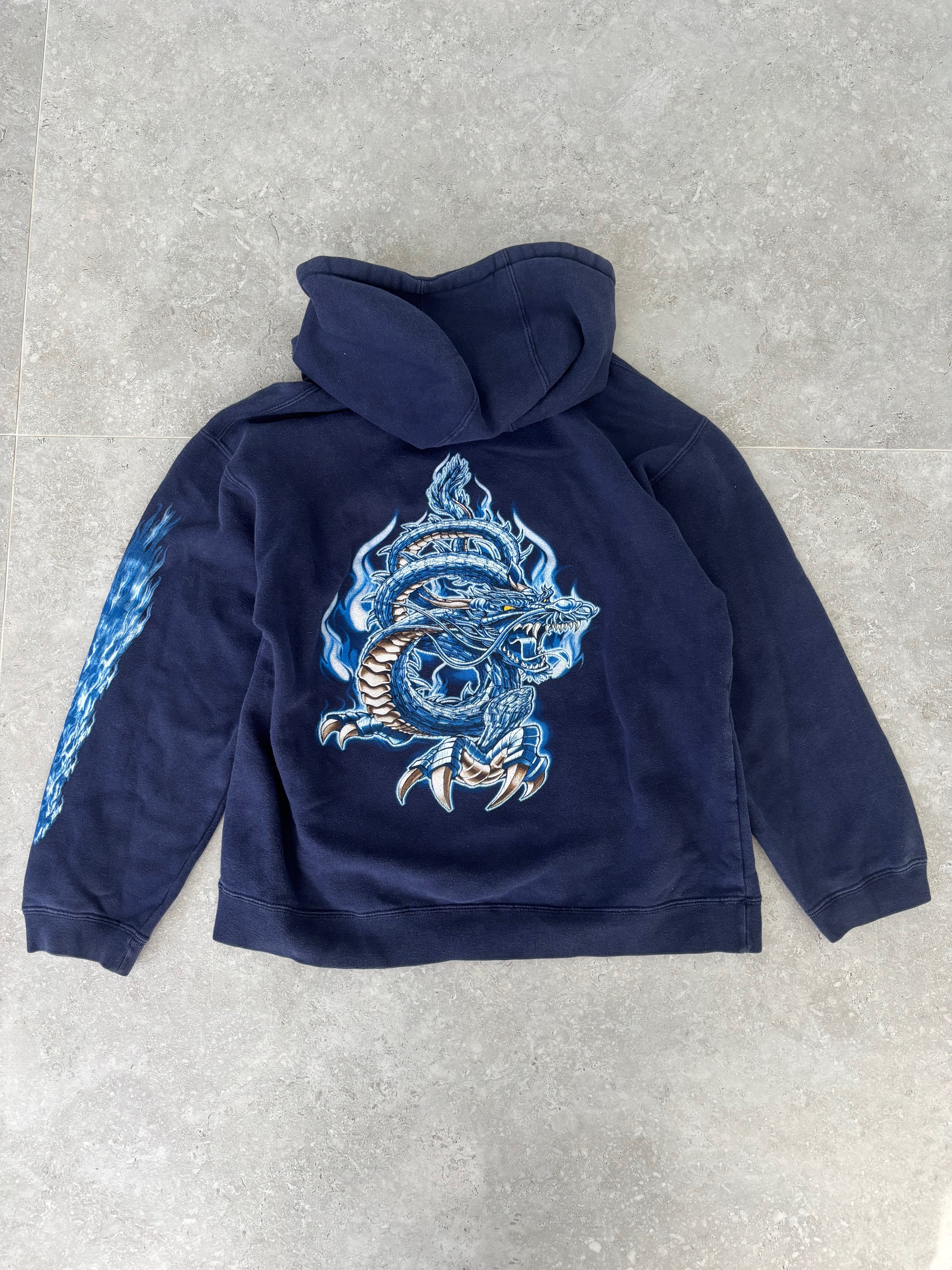 Vintage Top Heavy Dragon Flame Hoodie Size XS-S
