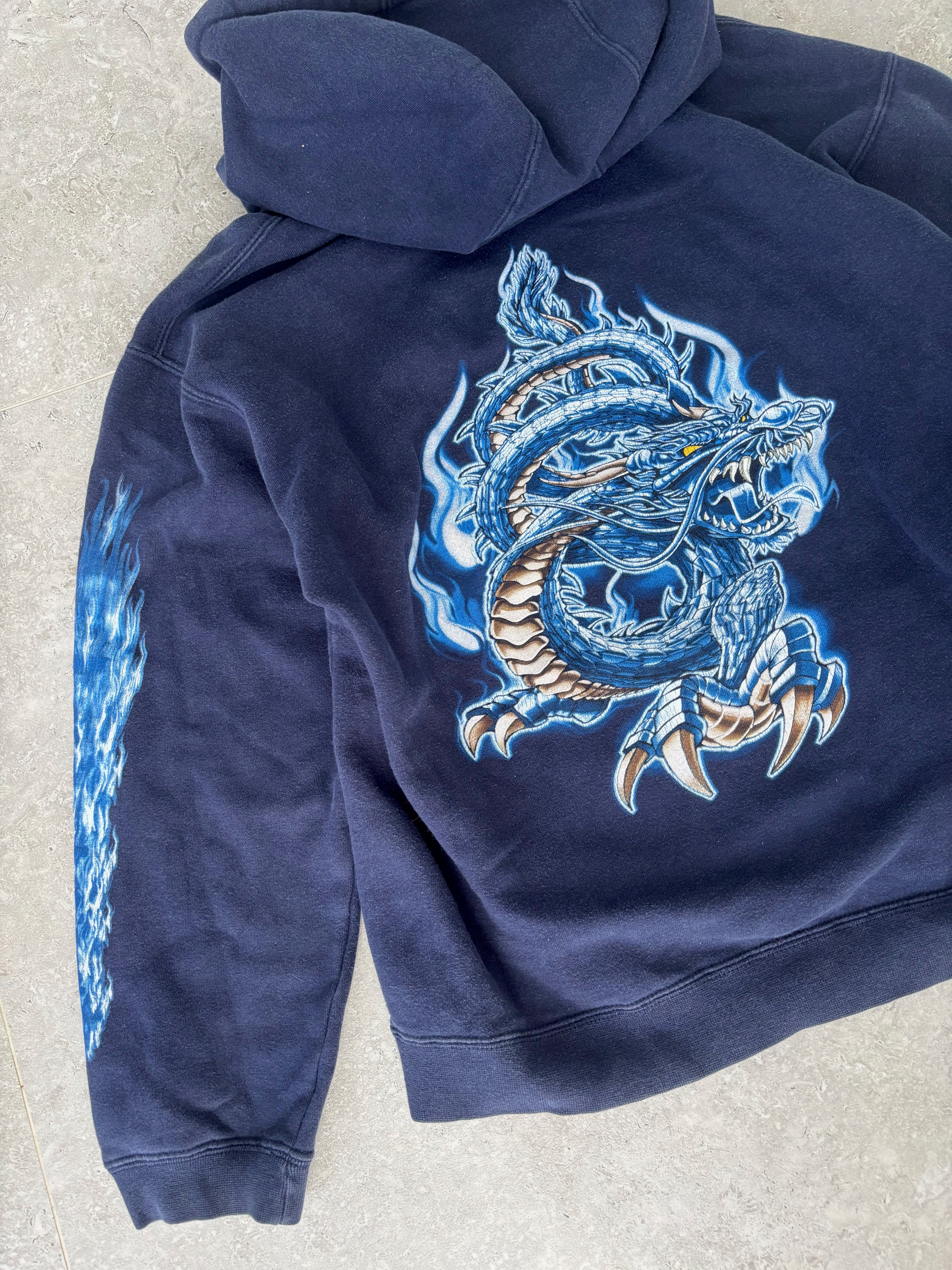 Vintage Top Heavy Dragon Flame Hoodie Size XS-S