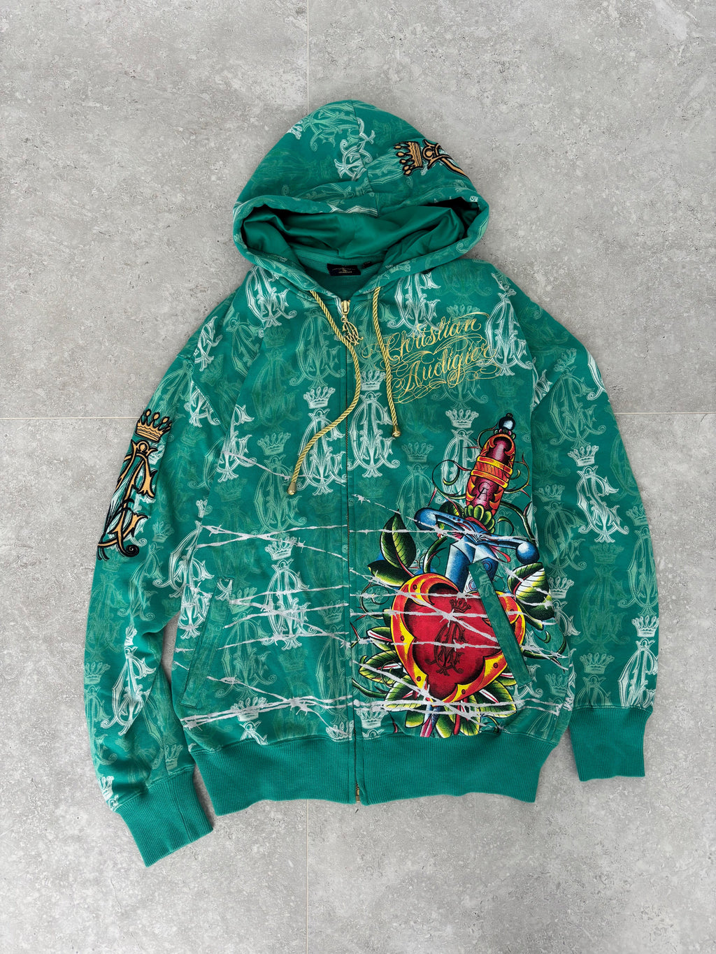 Christian Audigier deadstock grenade zip-up hoodie Size L-XL