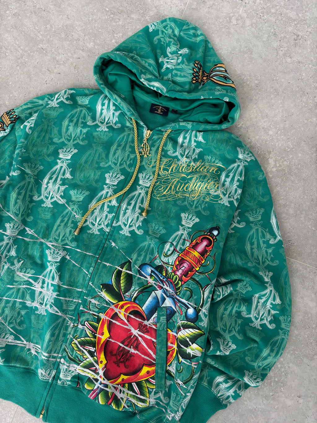 Christian Audigier deadstock grenade zip-up hoodie Size L-XL