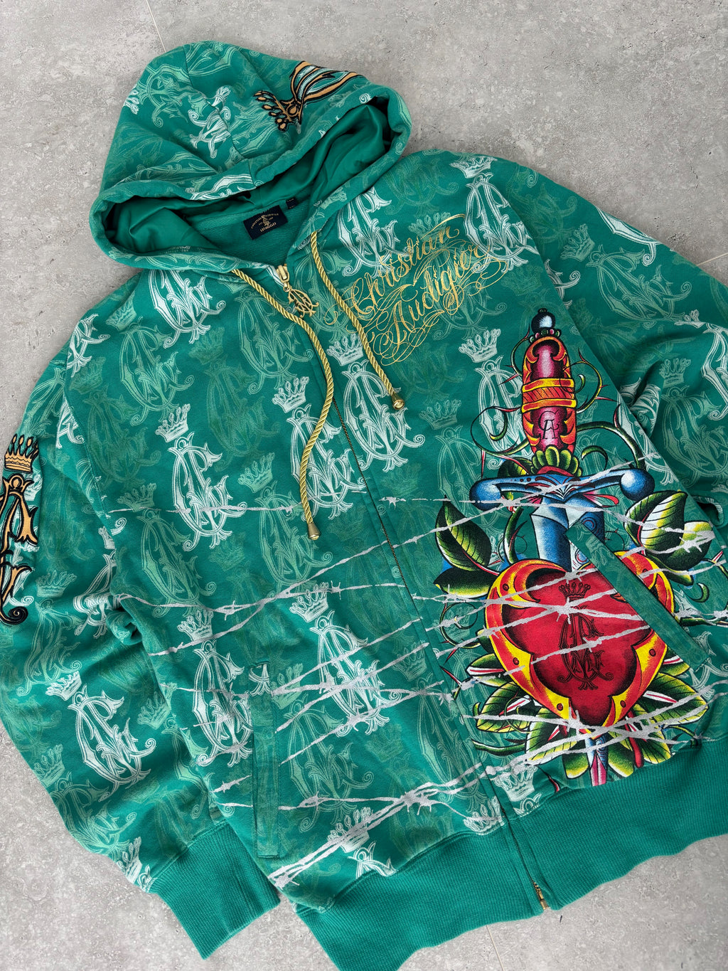 Christian Audigier deadstock grenade zip-up hoodie Size L-XL