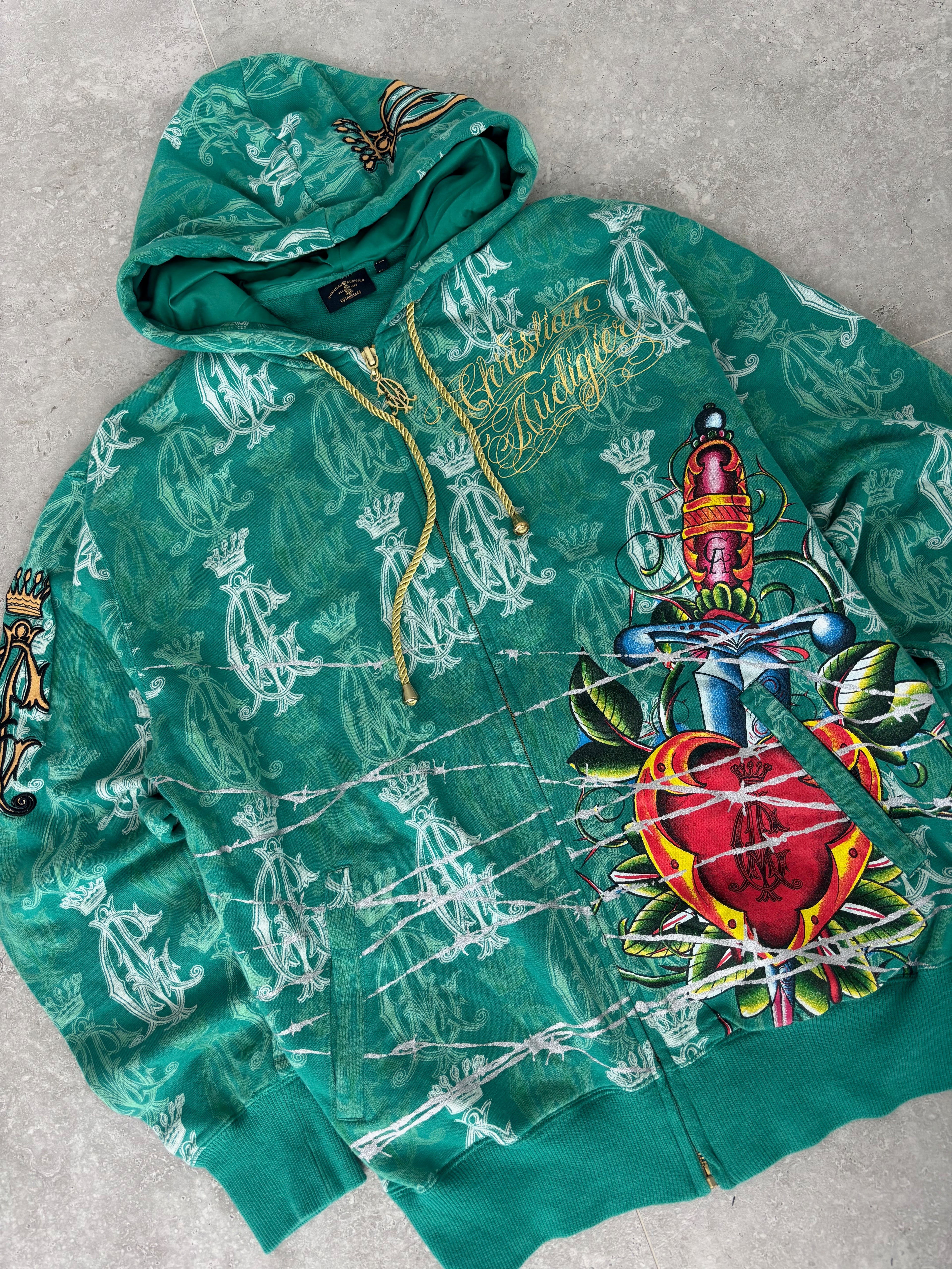 Christian Audigier deadstock grenade zip-up hoodie Size L-XL