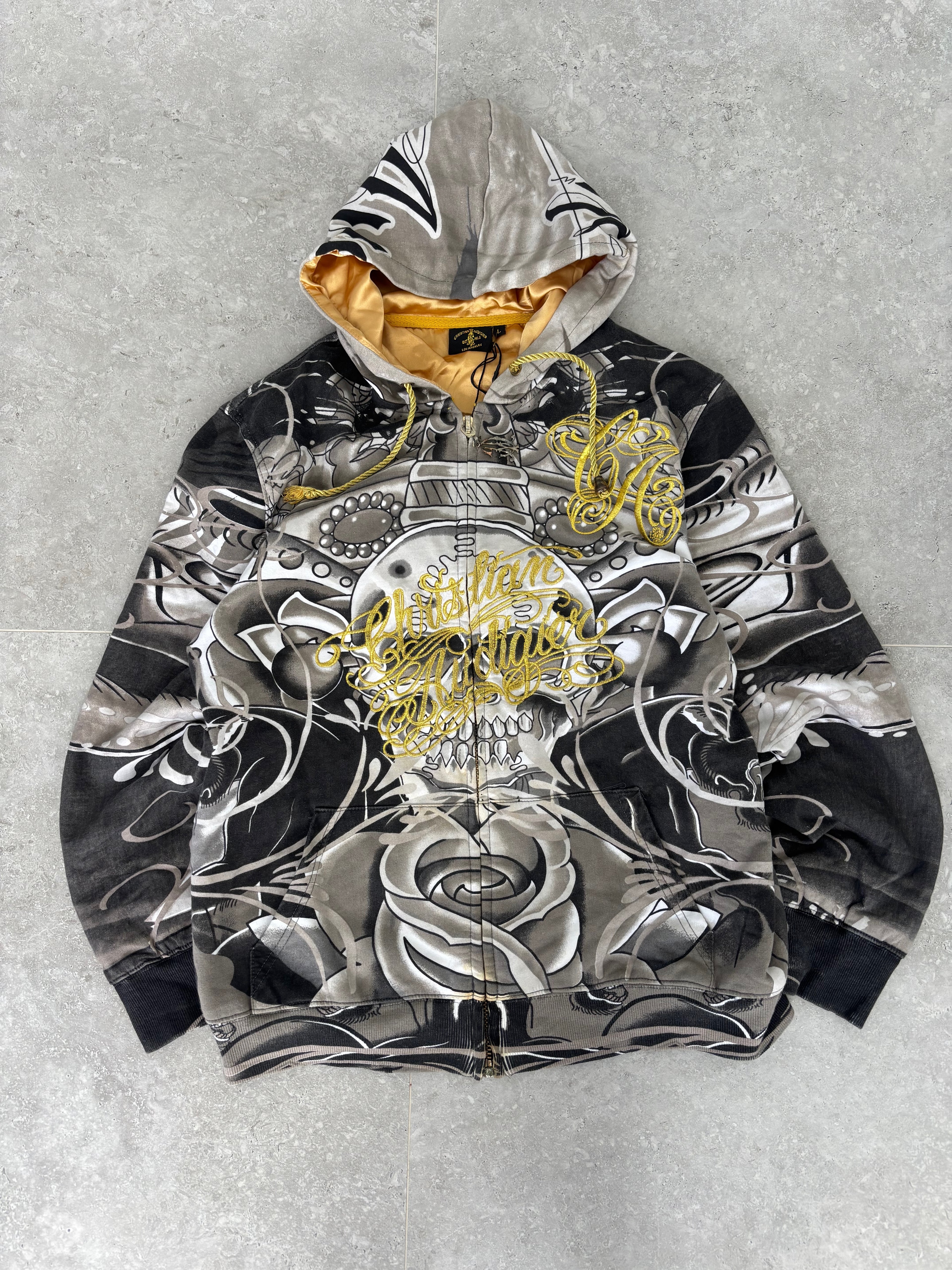 Christian Audigier deadstock Skull zip-up hoodie Size S-M