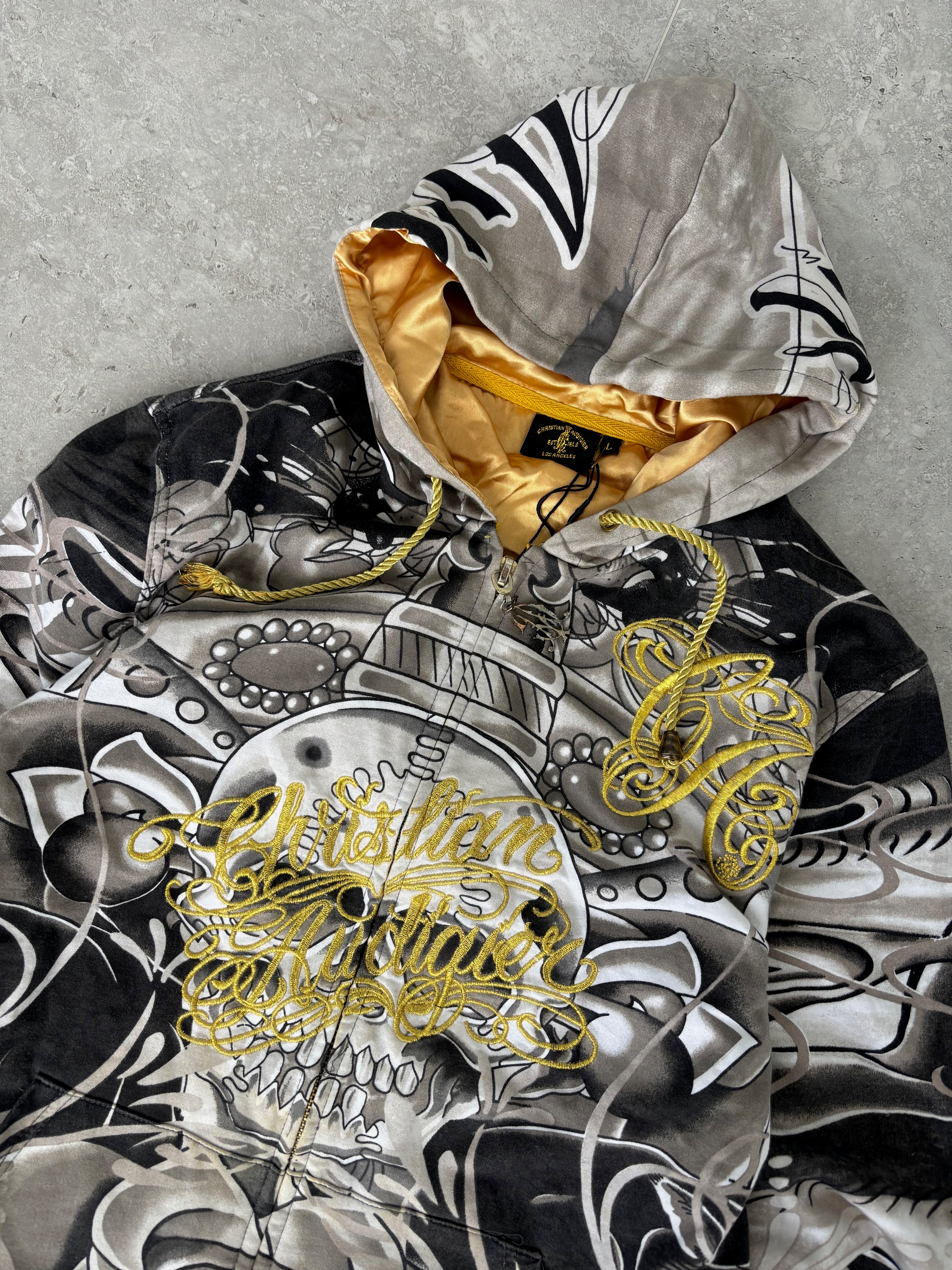 Christian Audigier deadstock Skull zip-up hoodie Size S-M