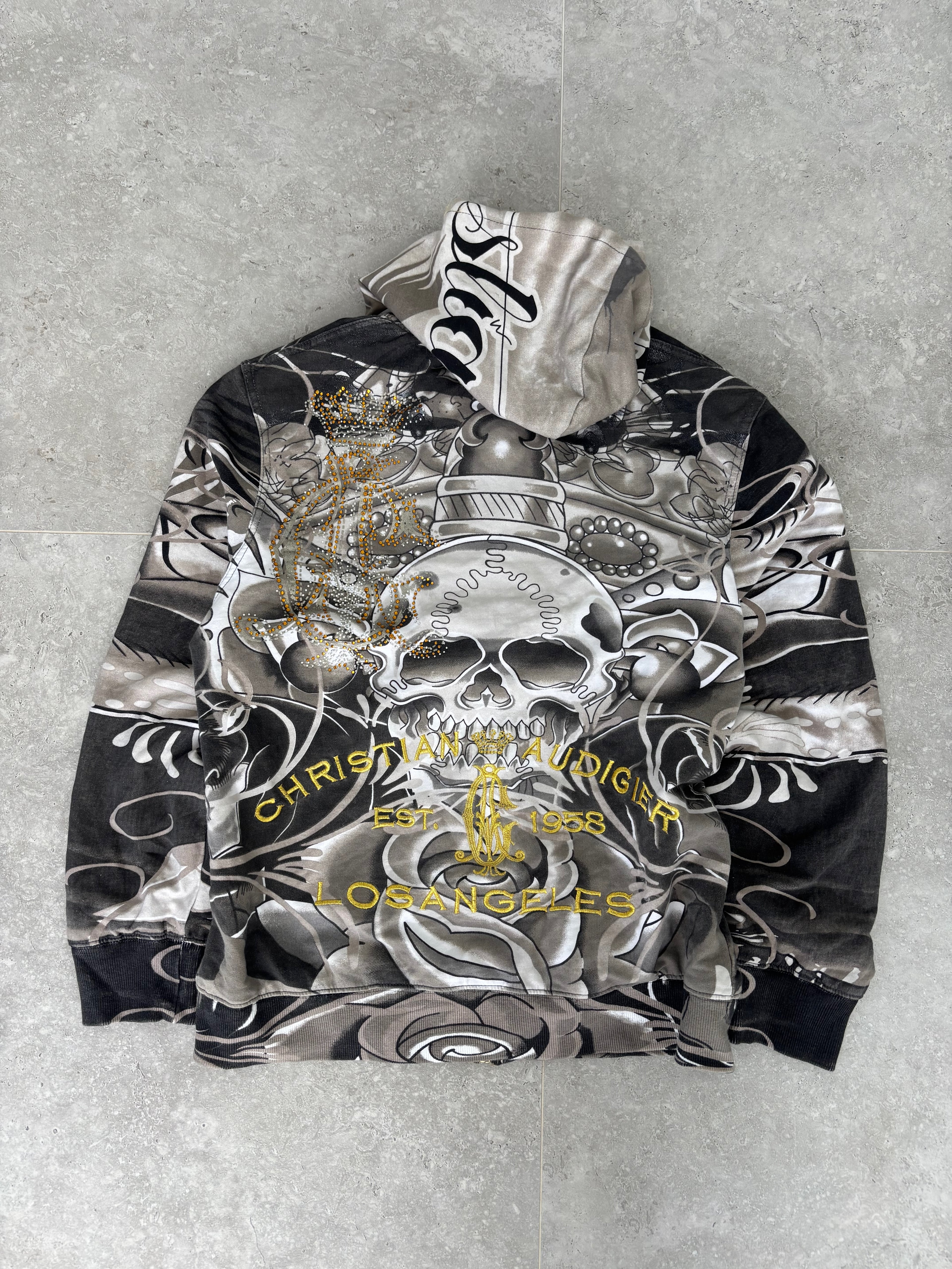 Christian Audigier deadstock Skull zip-up hoodie Size S-M