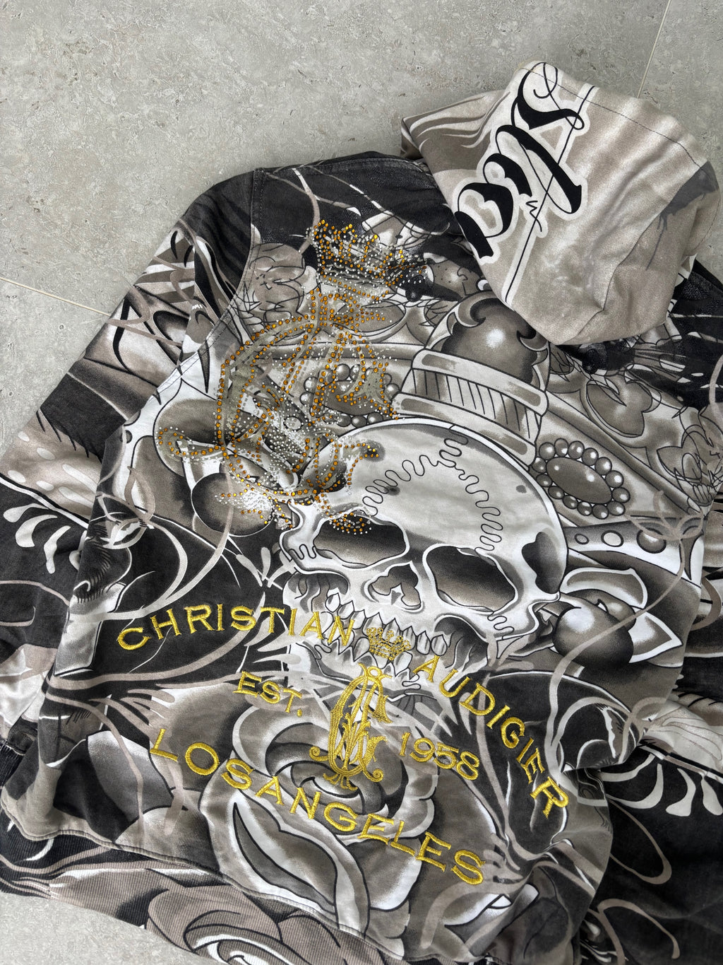 Christian Audigier deadstock Skull zip-up hoodie Size S-M