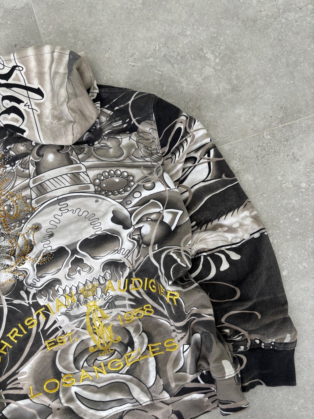 Christian Audigier deadstock Skull zip-up hoodie Size S-M