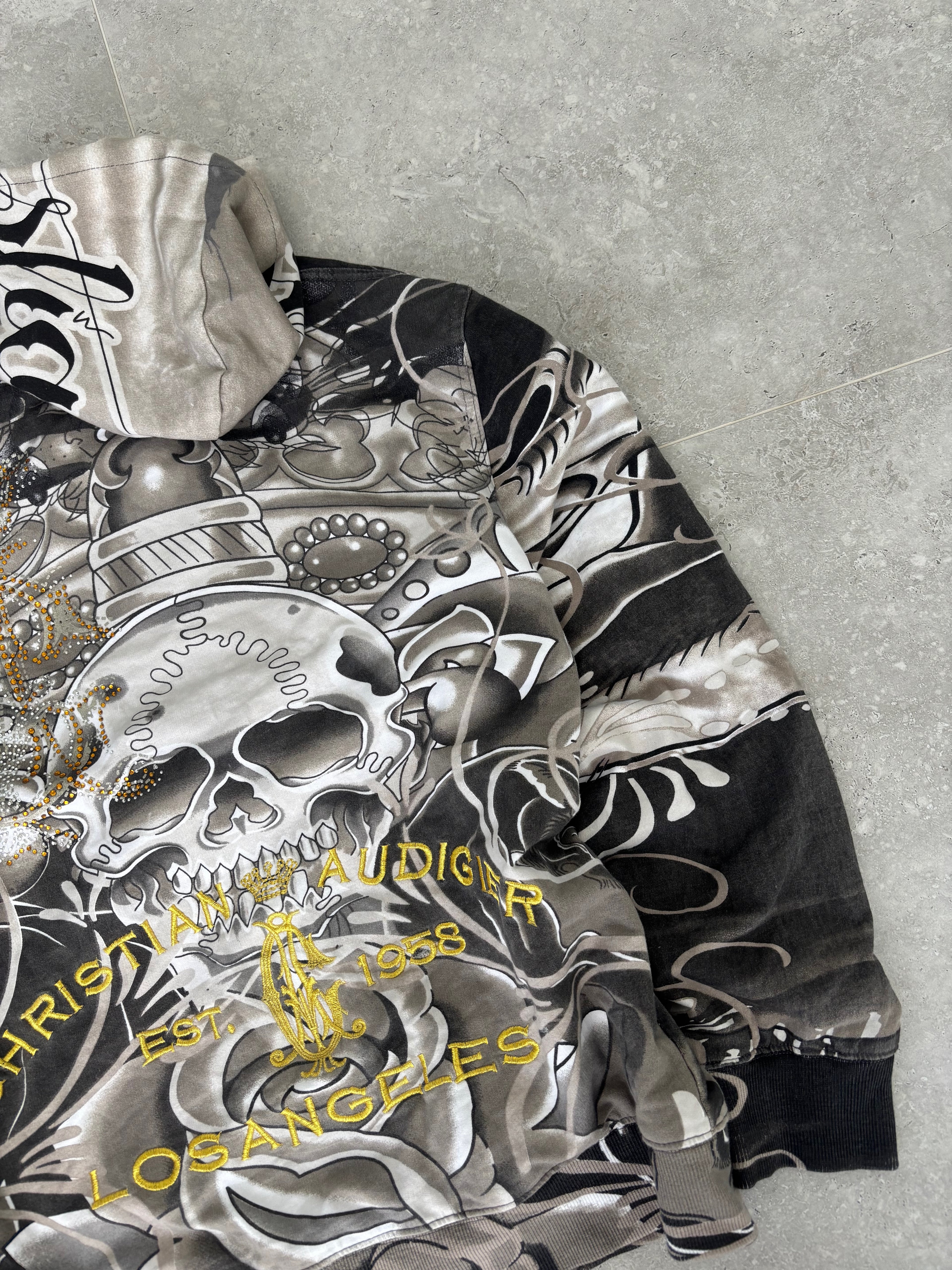 Christian Audigier deadstock Skull zip-up hoodie Size S-M
