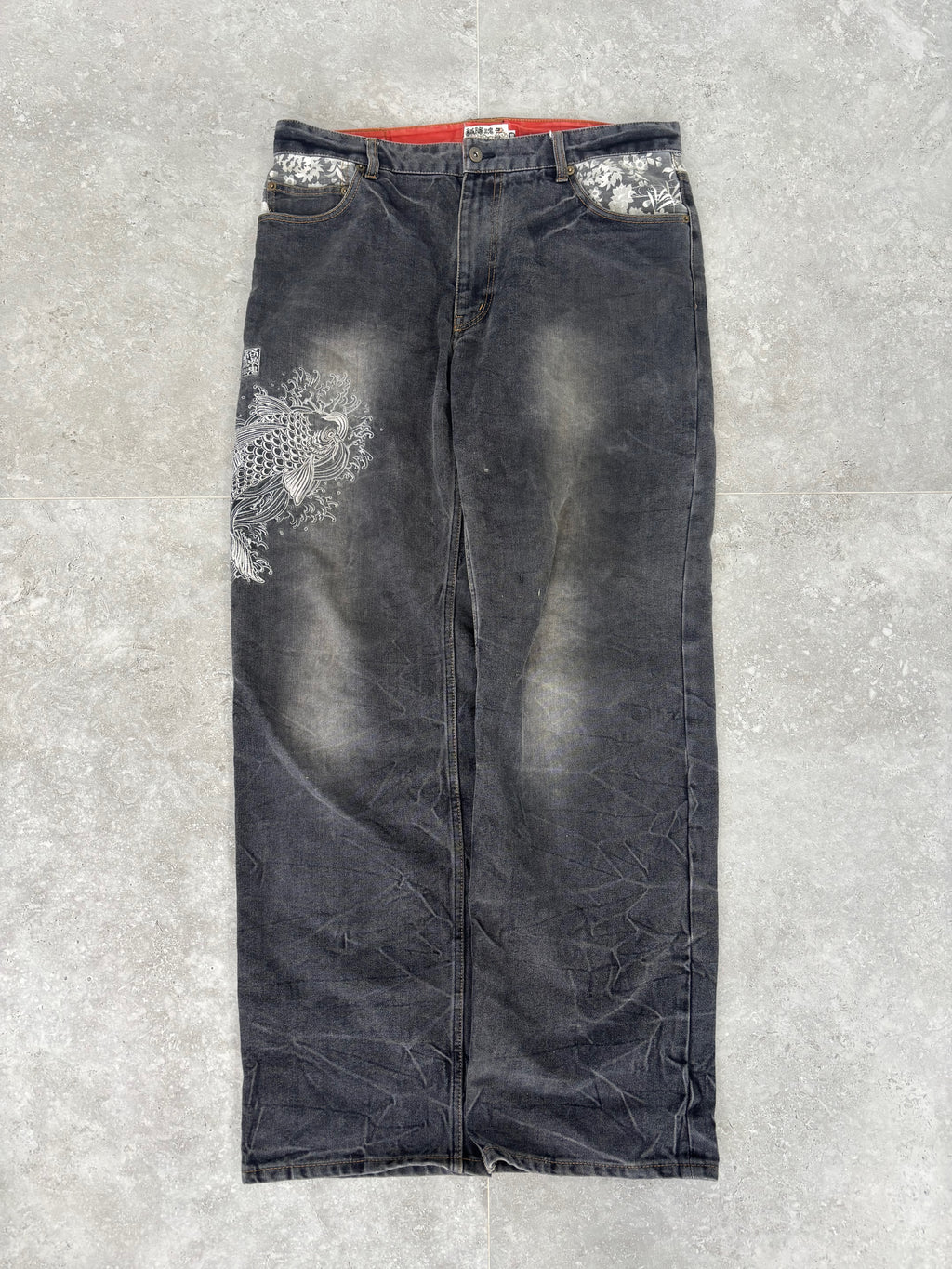 Karakuri Tamashii Koi 5 Pocket embroidery. Size 36–38.