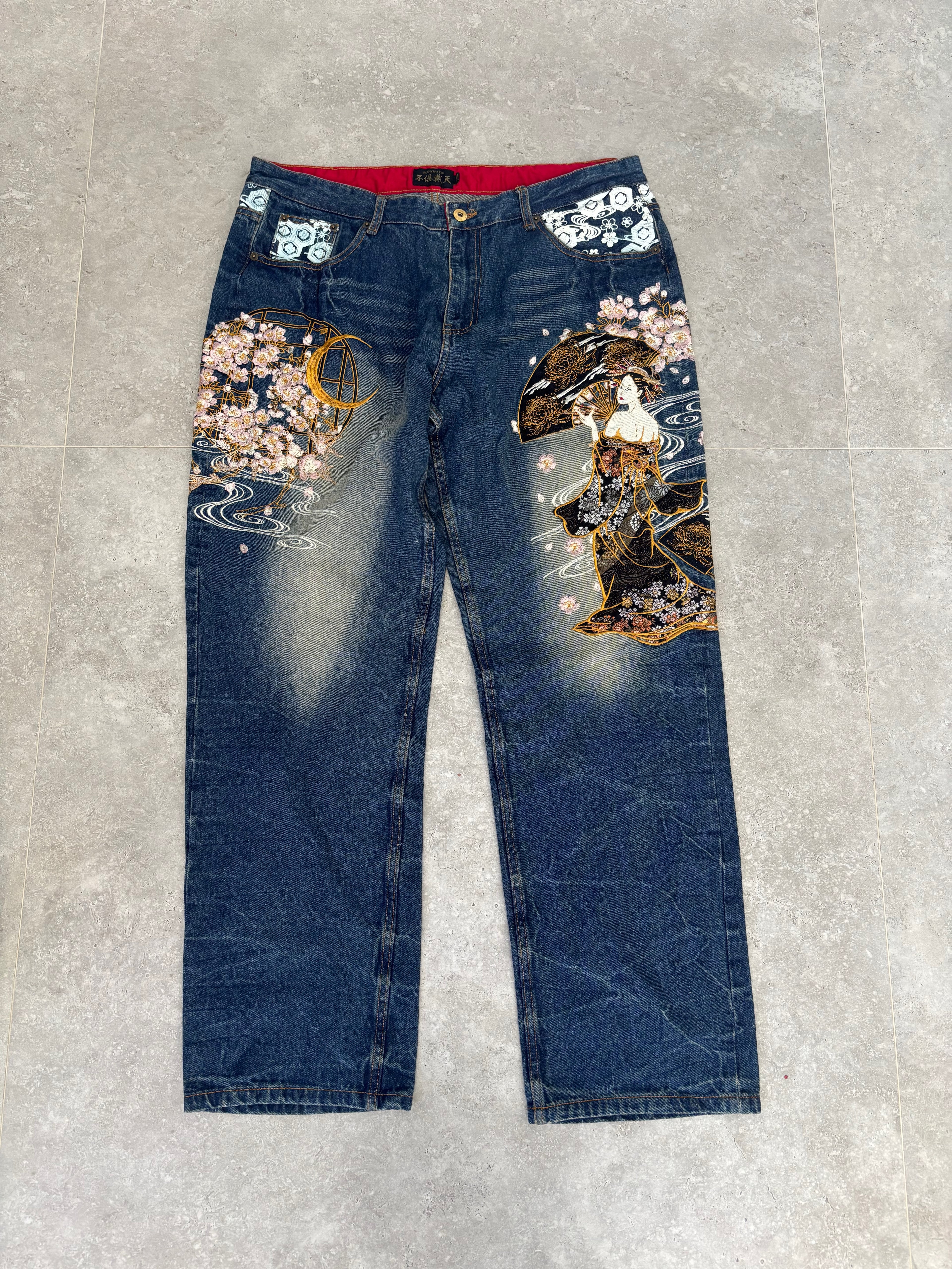 Japanese Cherry Blossom embroidered Jeans 38-40