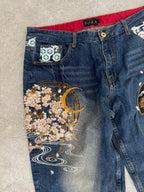 Japanese Cherry Blossom embroidered Jeans 38-40