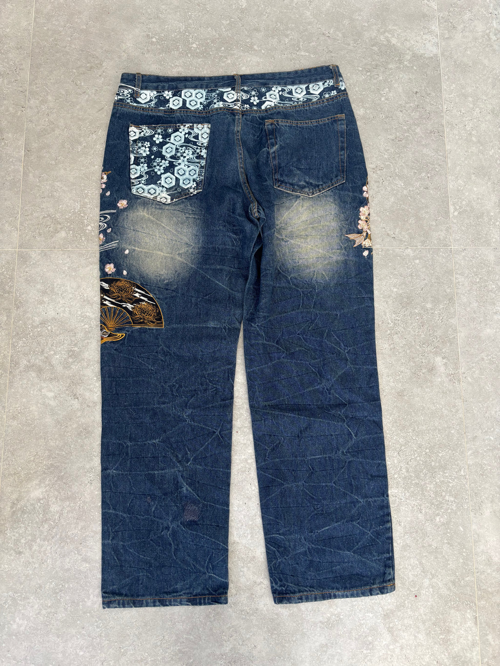 Japanese Cherry Blossom embroidered Jeans 38-40