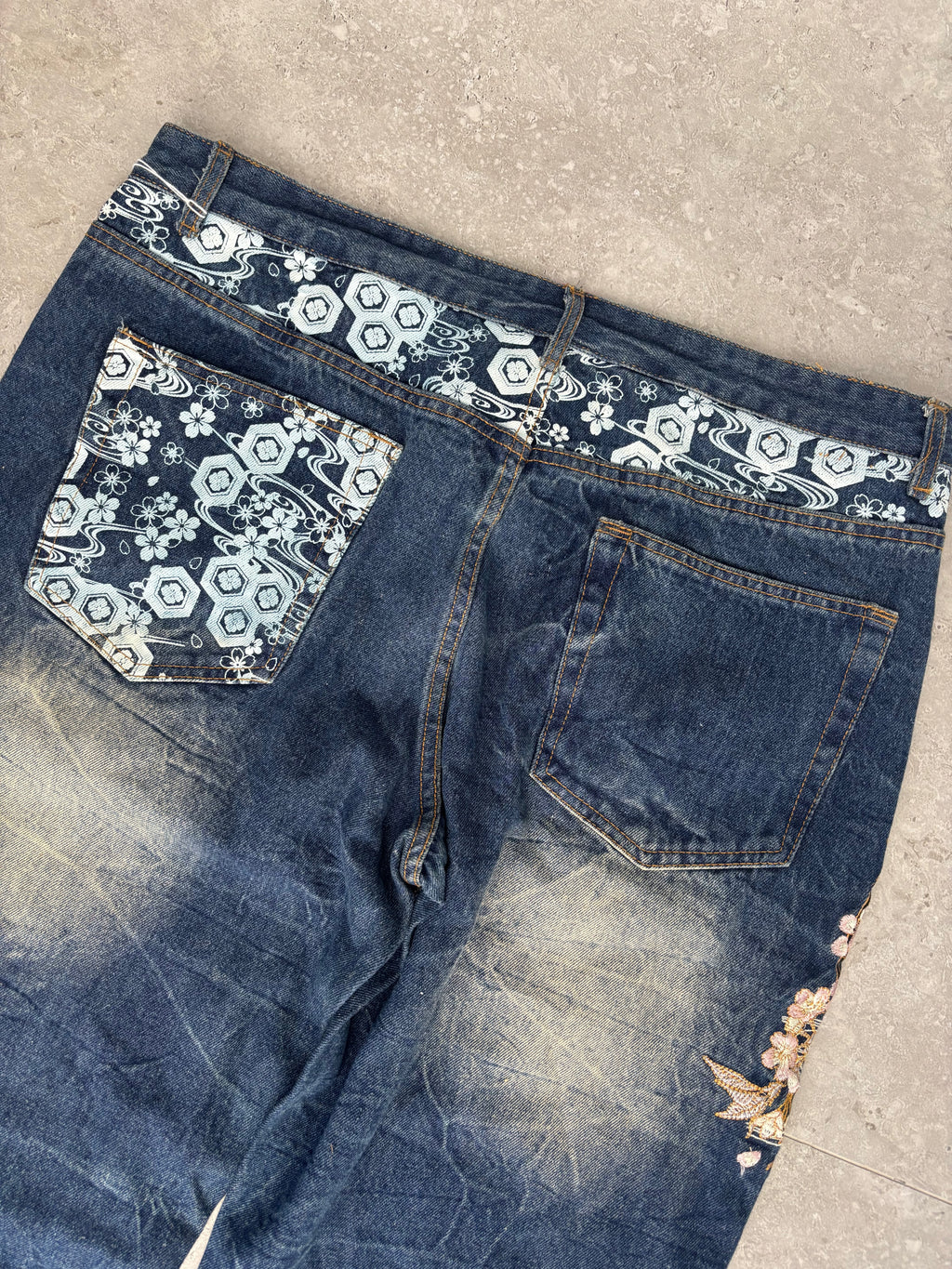 Japanese Cherry Blossom embroidered Jeans 38-40