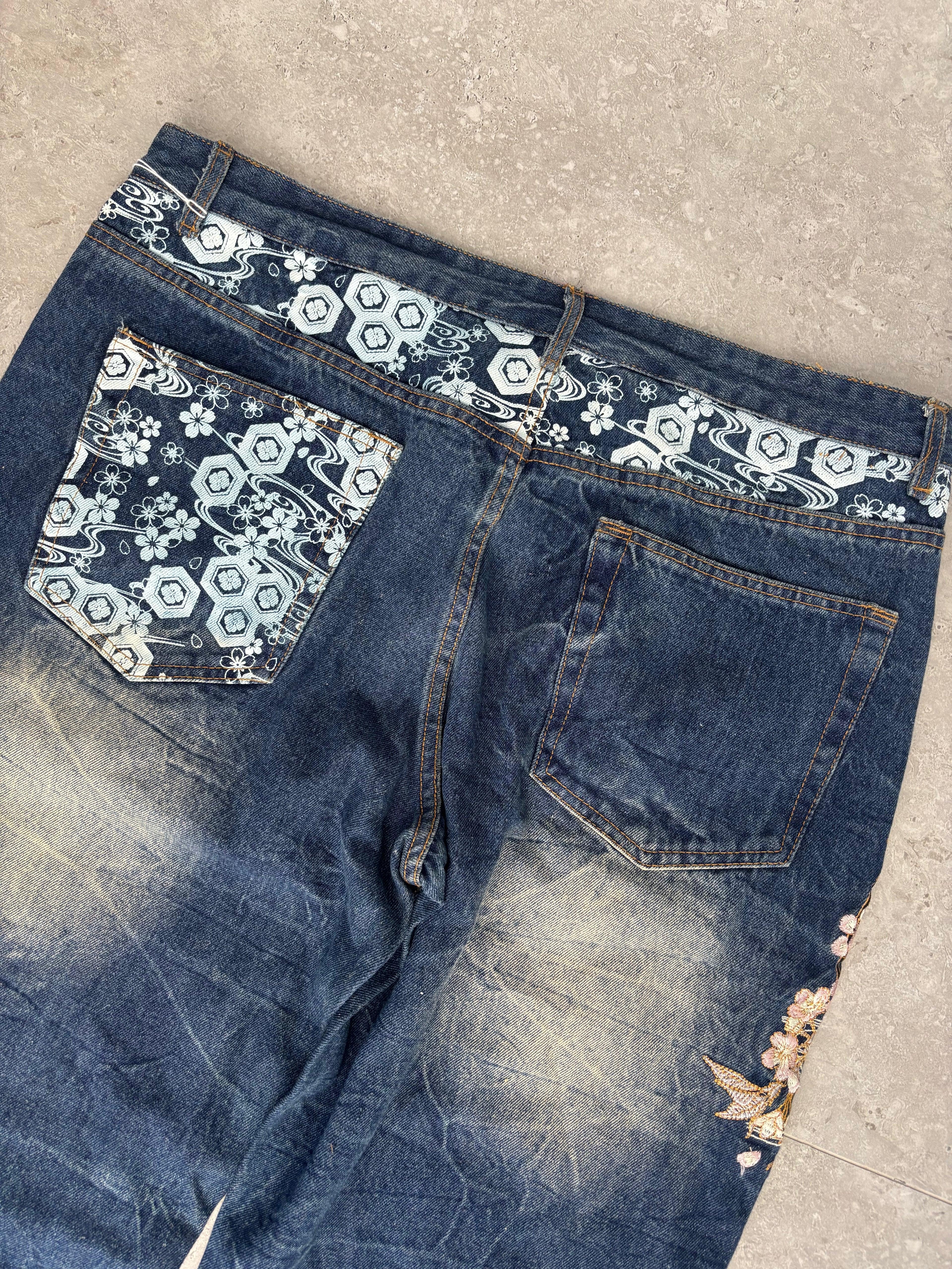 Japanese Cherry Blossom embroidered Jeans 38-40
