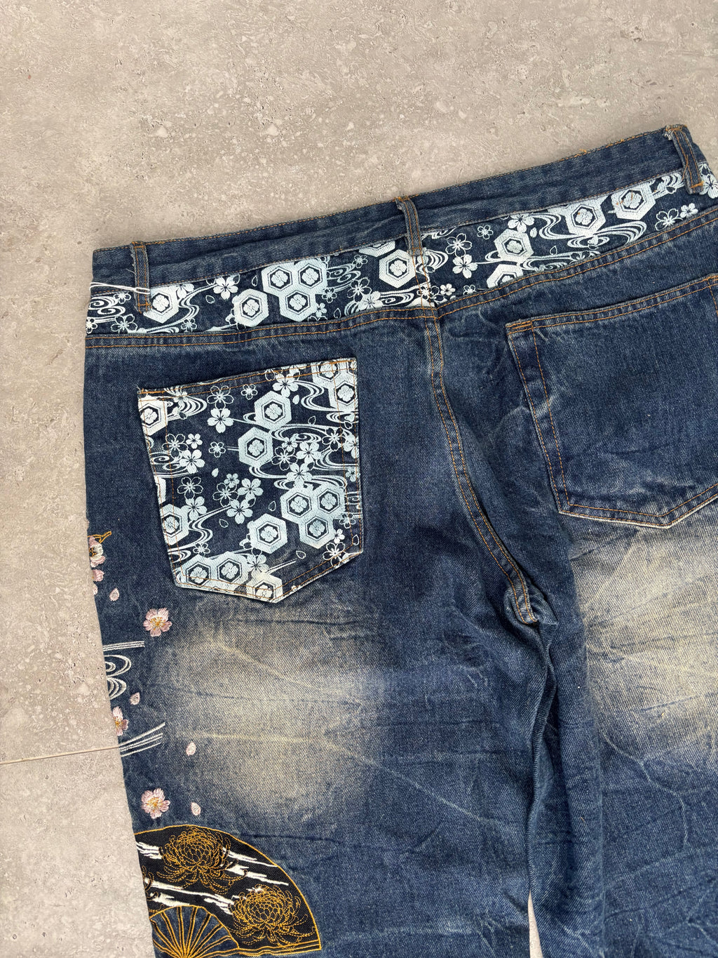 Japanese Cherry Blossom embroidered Jeans 38-40