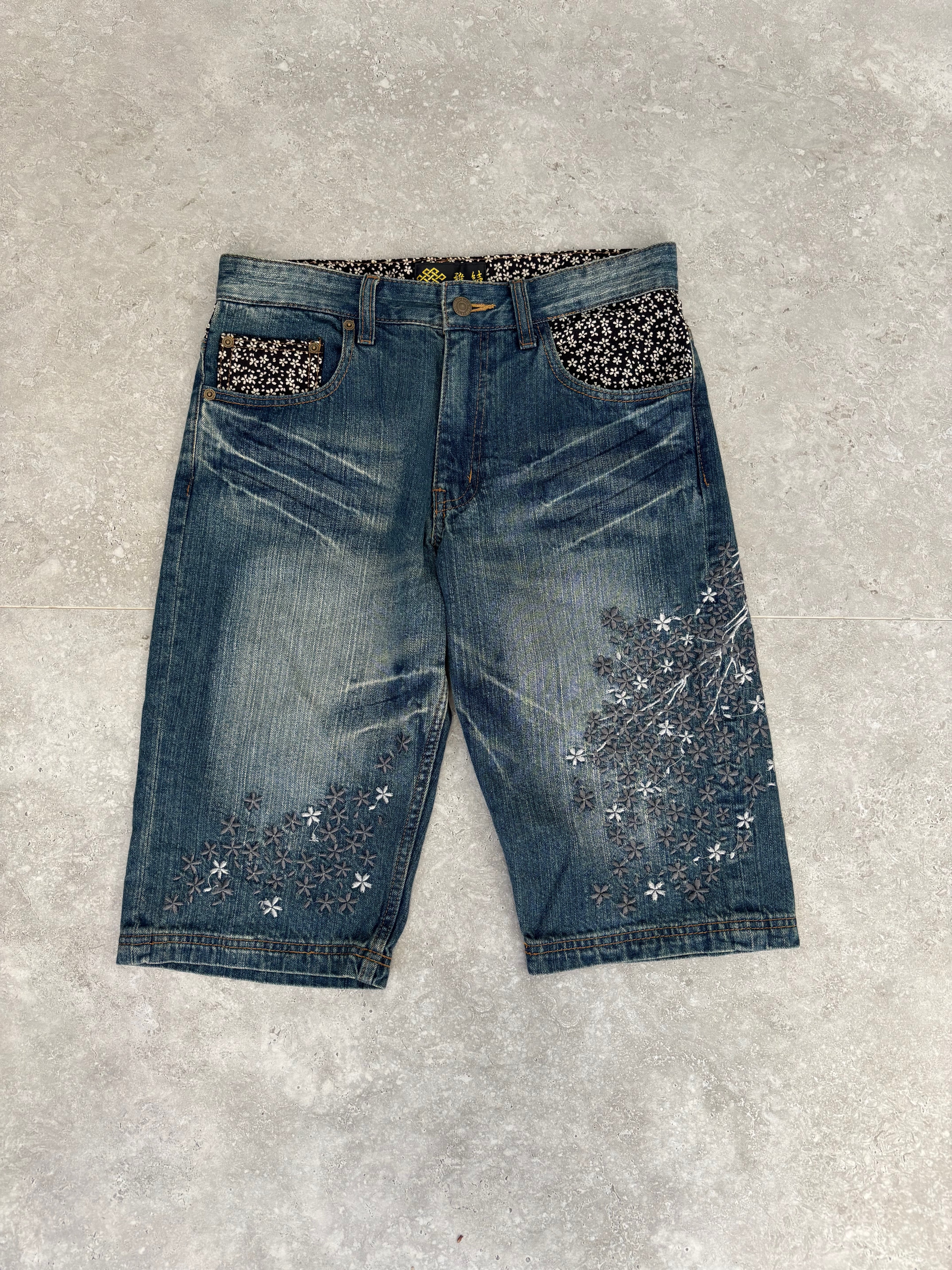 Japaense Cherry Blossom Jorts Size 26-38