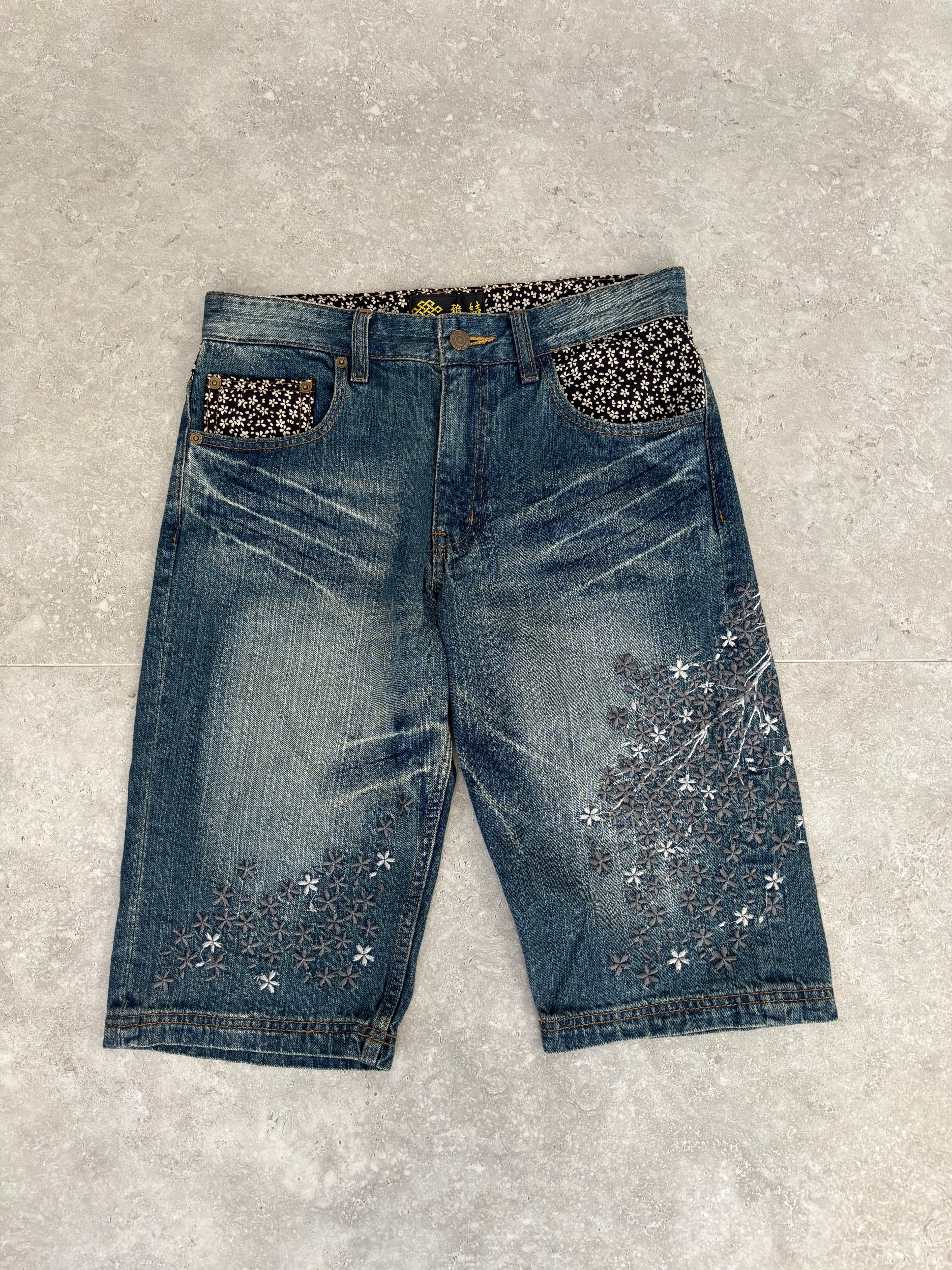 Japaense Cherry Blossom Jorts Size 26-38