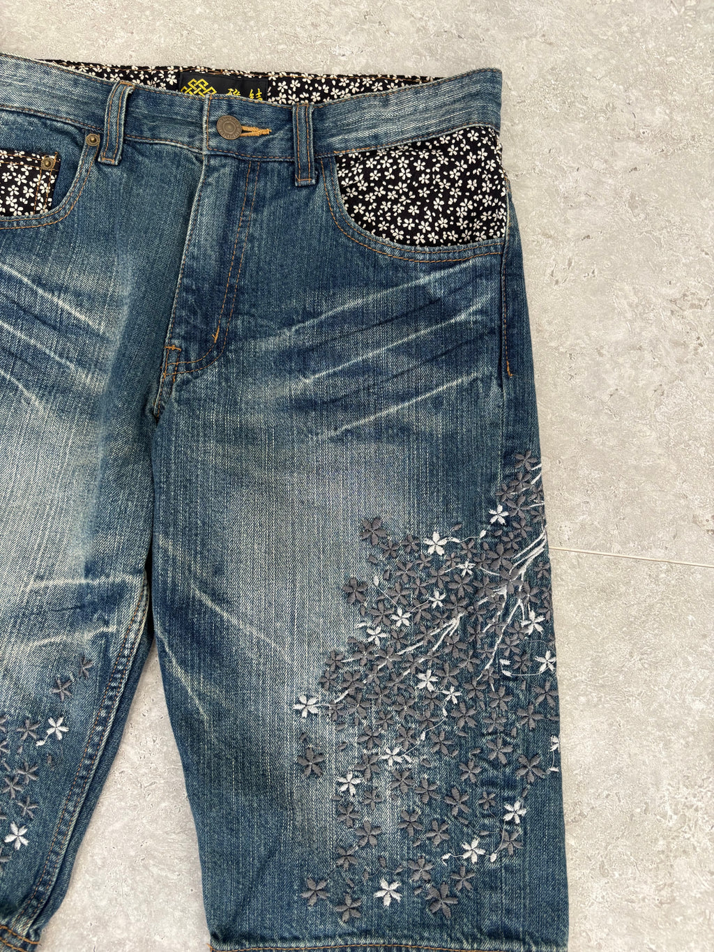 Japaense Cherry Blossom Jorts Size 26-38