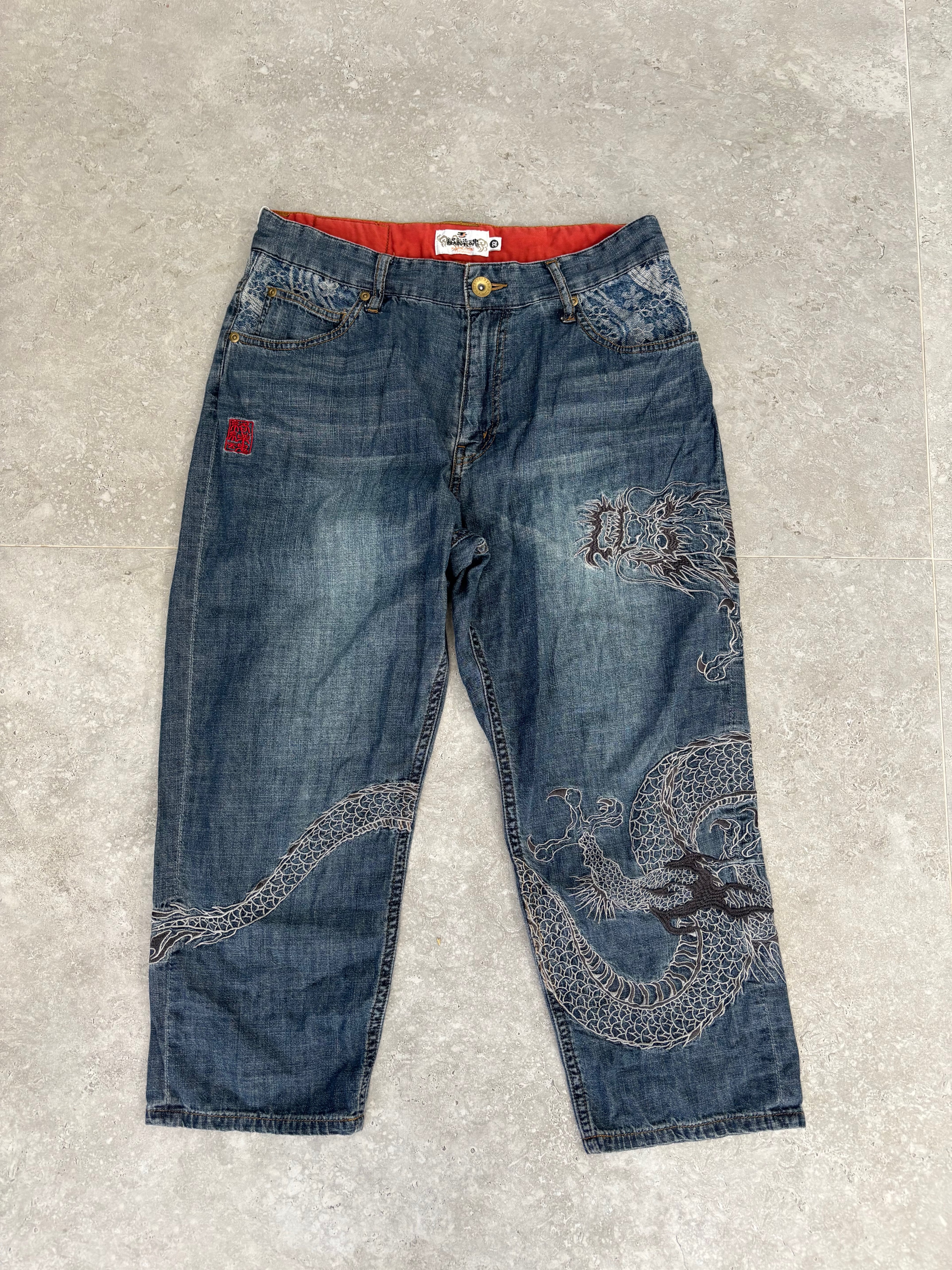 Karakuri Tamashi Dragon 3/4 Jeans Size 30-32