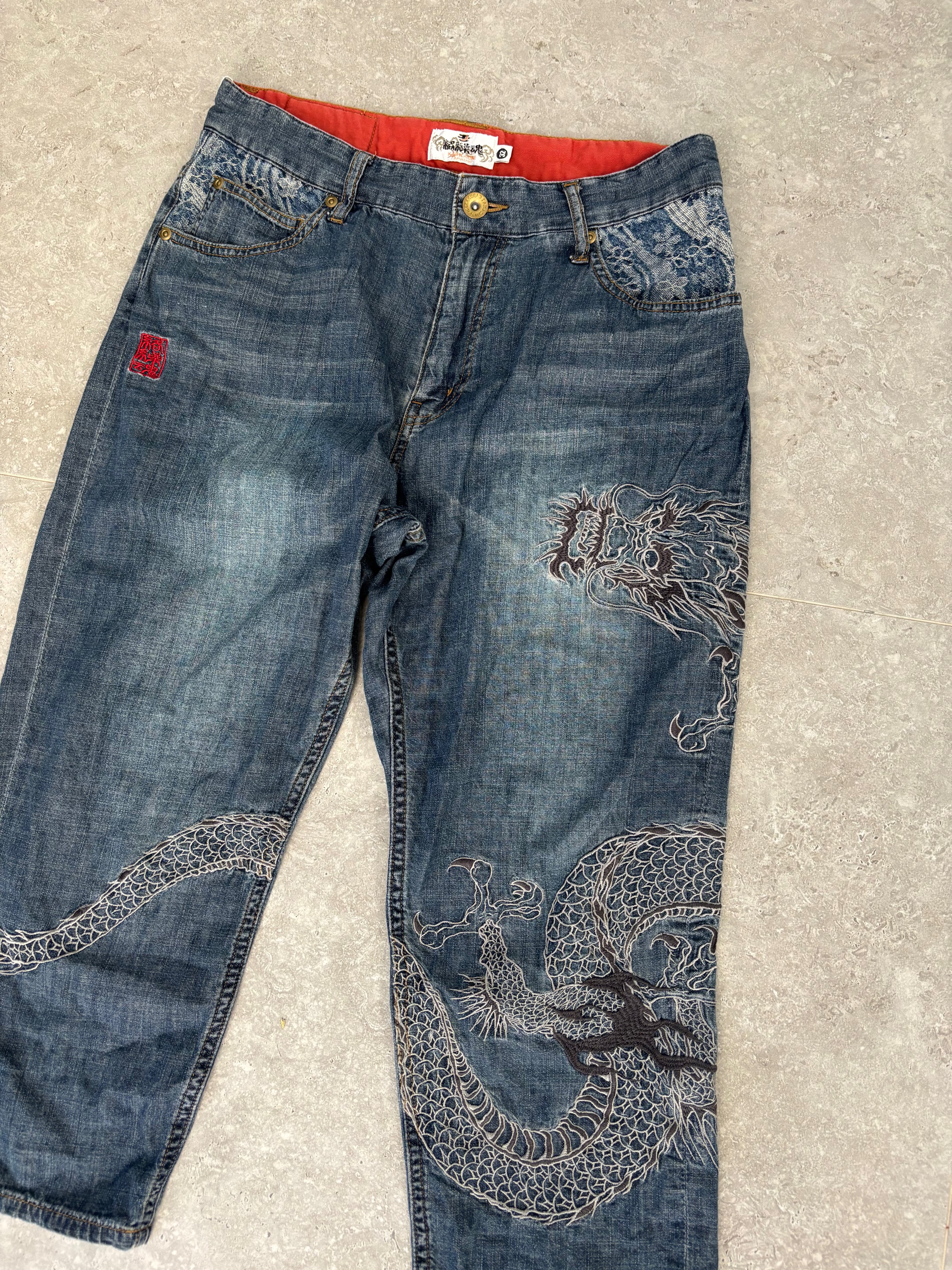 Karakuri Tamashi Dragon 3/4 Jeans Size 30-32