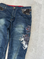 Japanese Embroidered Koi Jeans size 38-40