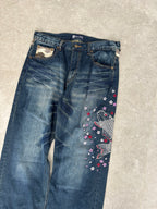 Japanese Embroidered Koi Jeans size 32-34