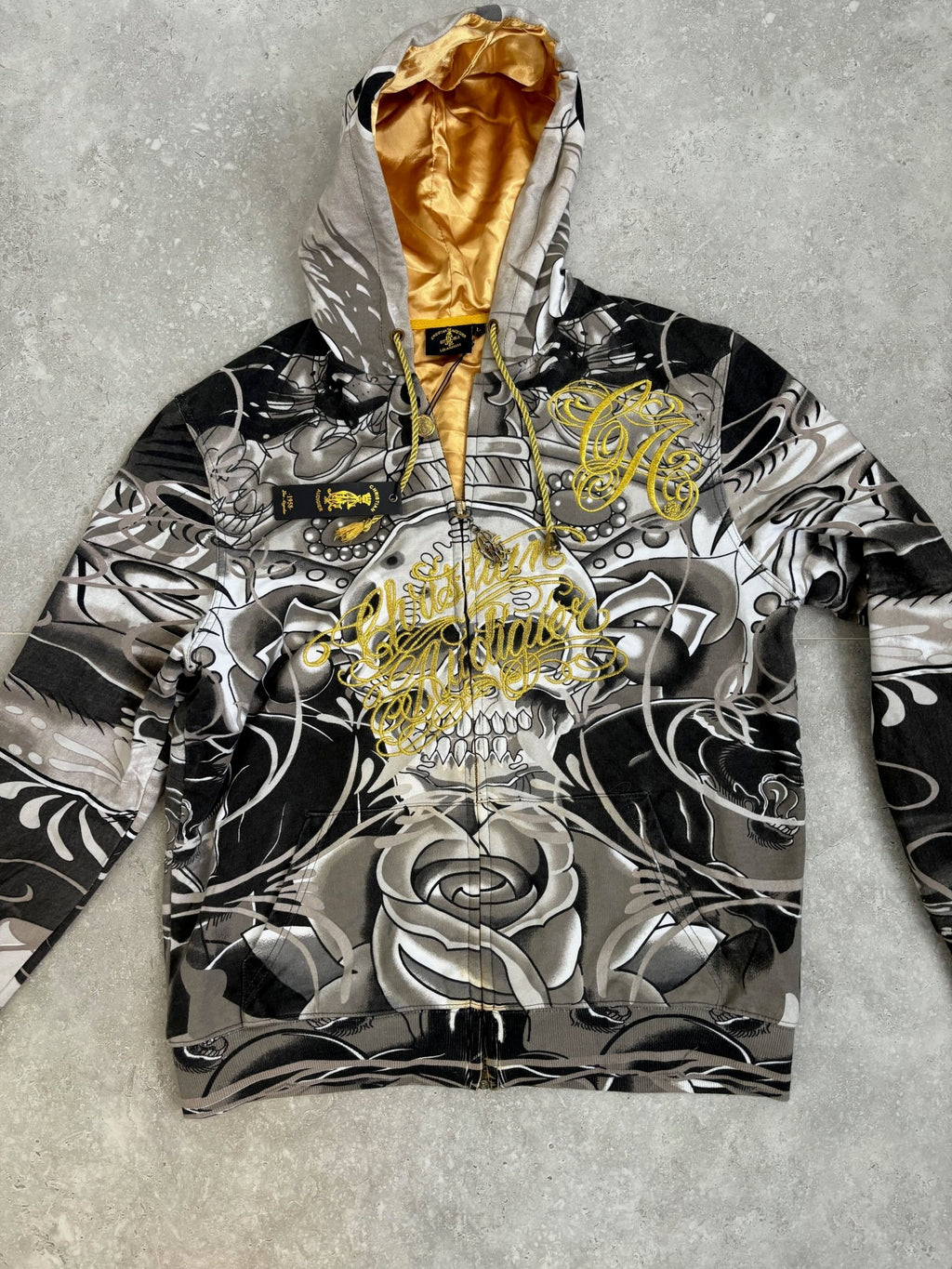 Christian Audigier Skull Hoodie Dead-stock