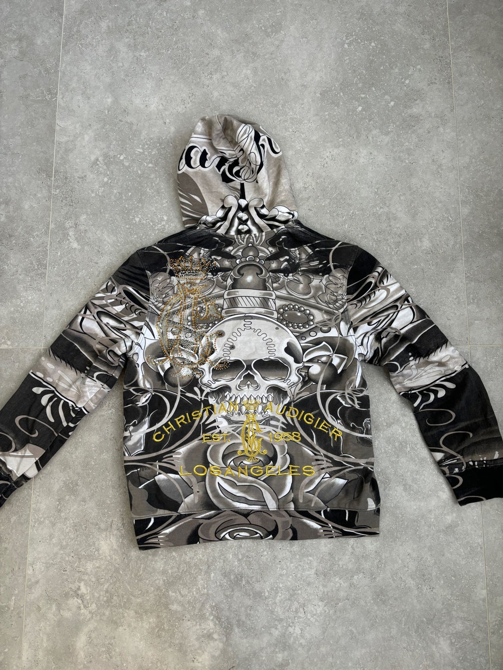 Christian Audigier Skull Hoodie Dead-stock