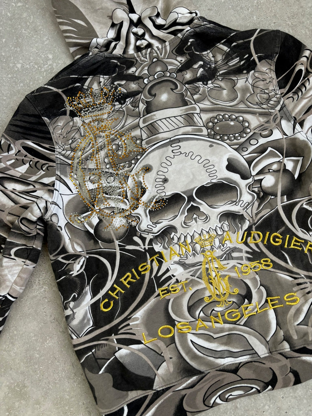 Christian Audigier Skull Hoodie Dead-stock