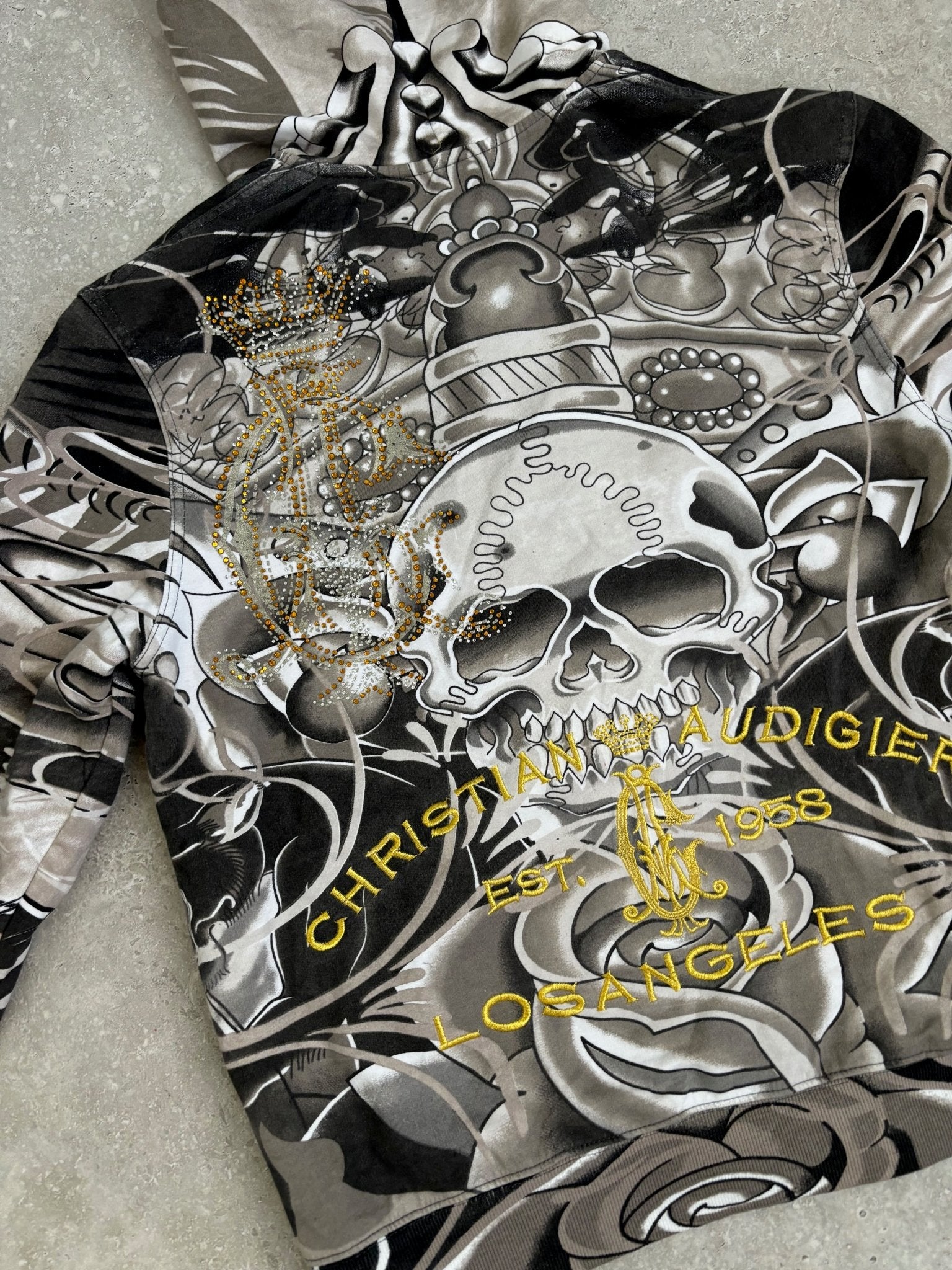 Christian Audigier Skull Hoodie Dead-stock